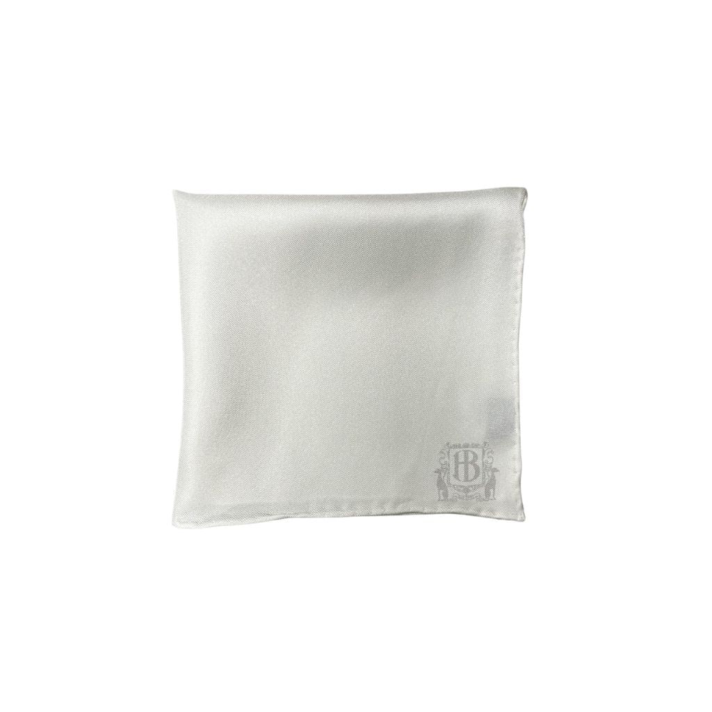 HENRY BUCKS Plain Crest Pocket Square WHITE