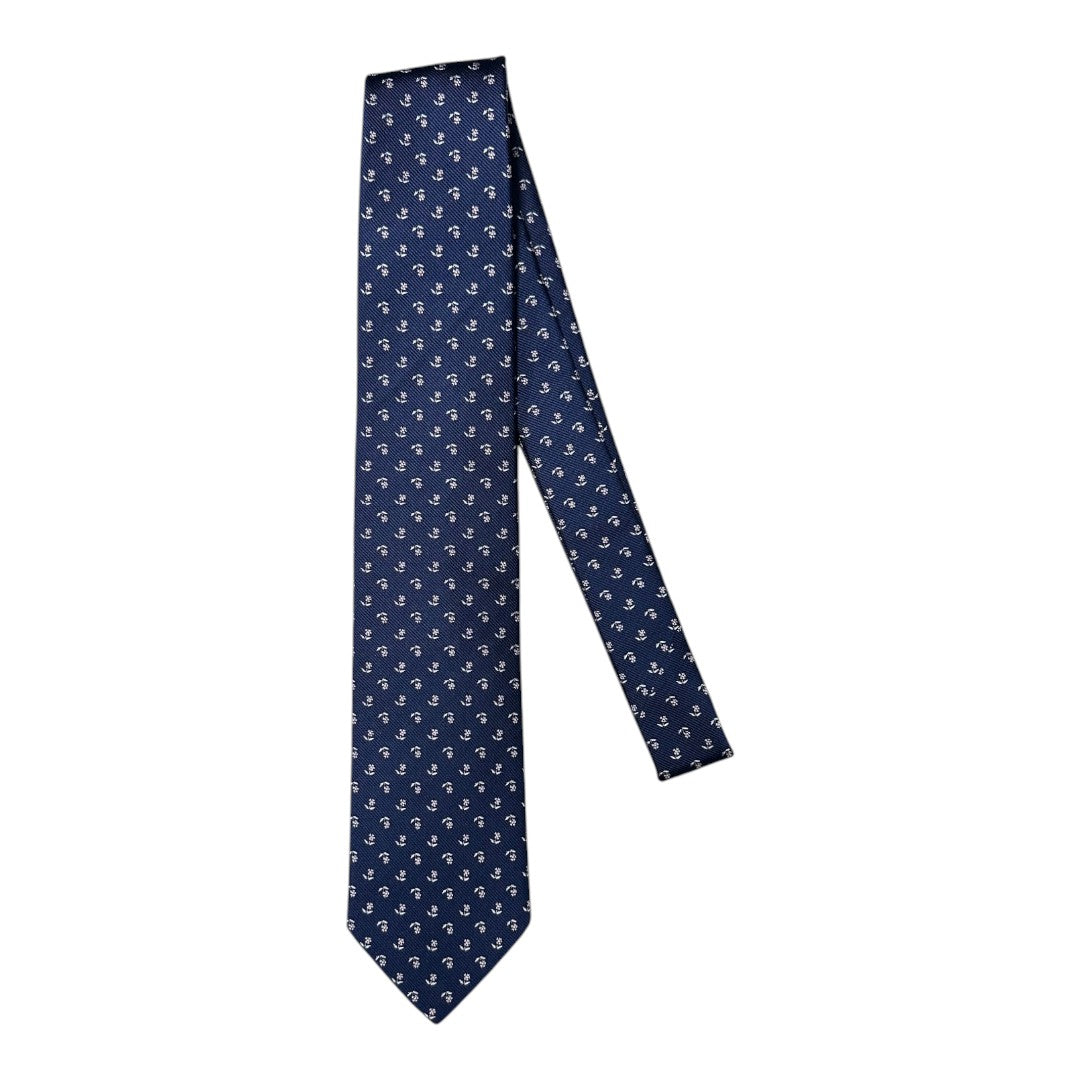 HENRY SARTORIAL X CANTINI Silk Woven Tie NAVY/PINK