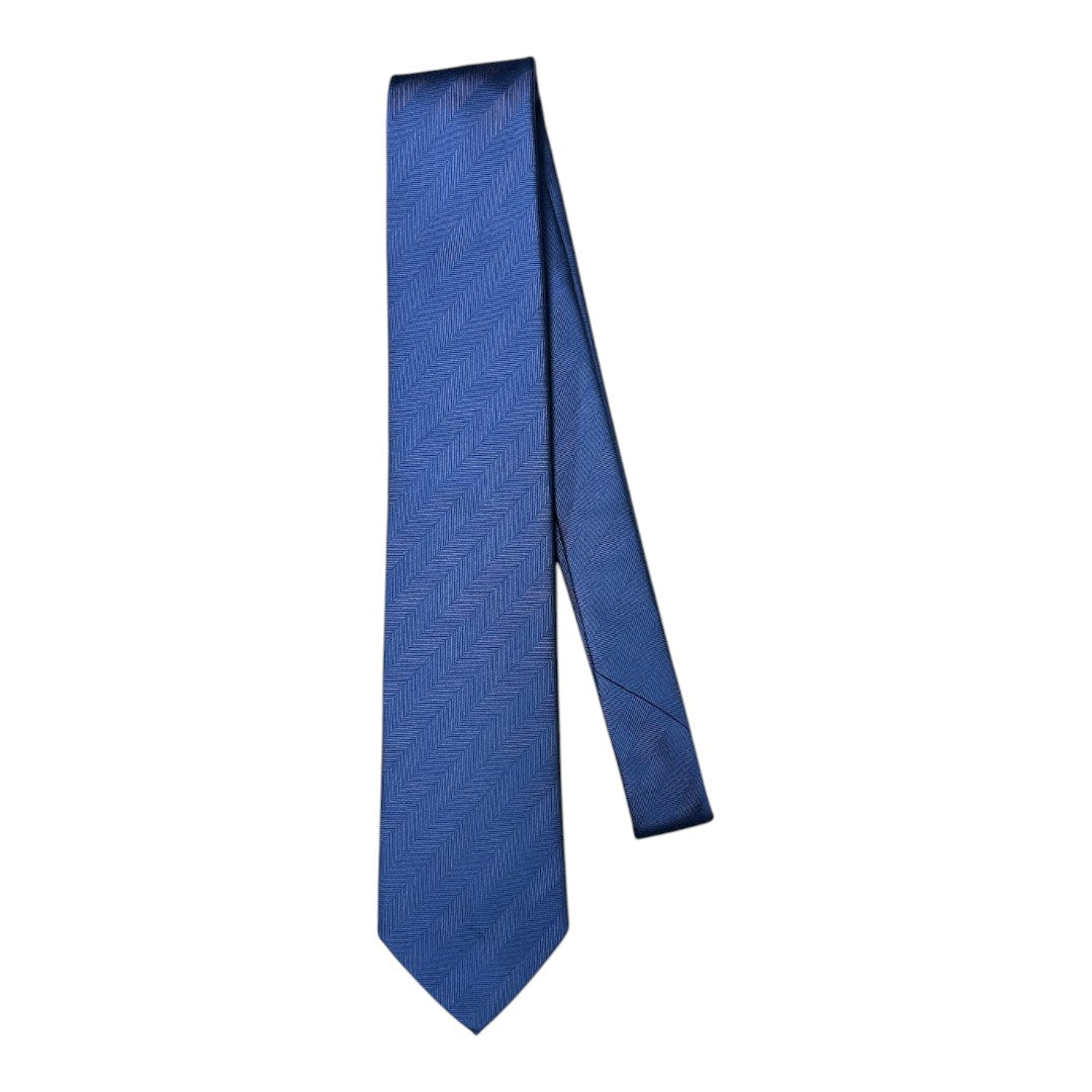 HENRY SARTORIAL X CANTINI Silk Woven Tie BLUE