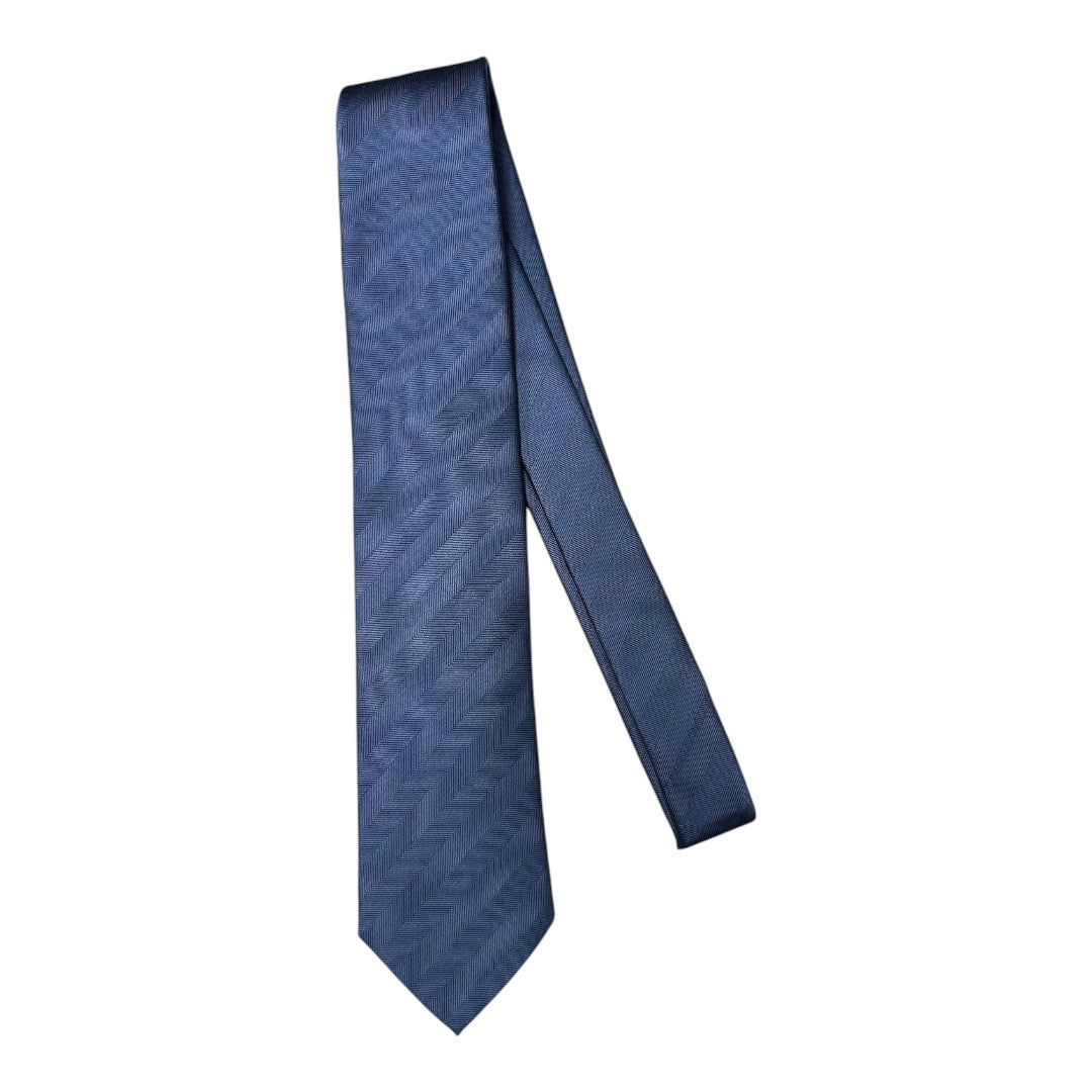 HENRY SARTORIAL X CANTINI Silk Woven Tie CERULEAN