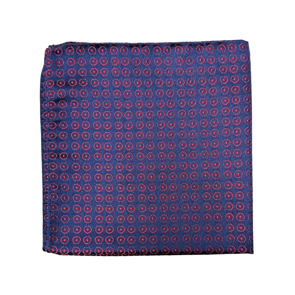 HENRY SARTORIAL X CANTINI Silk Woven Pocket Square RED