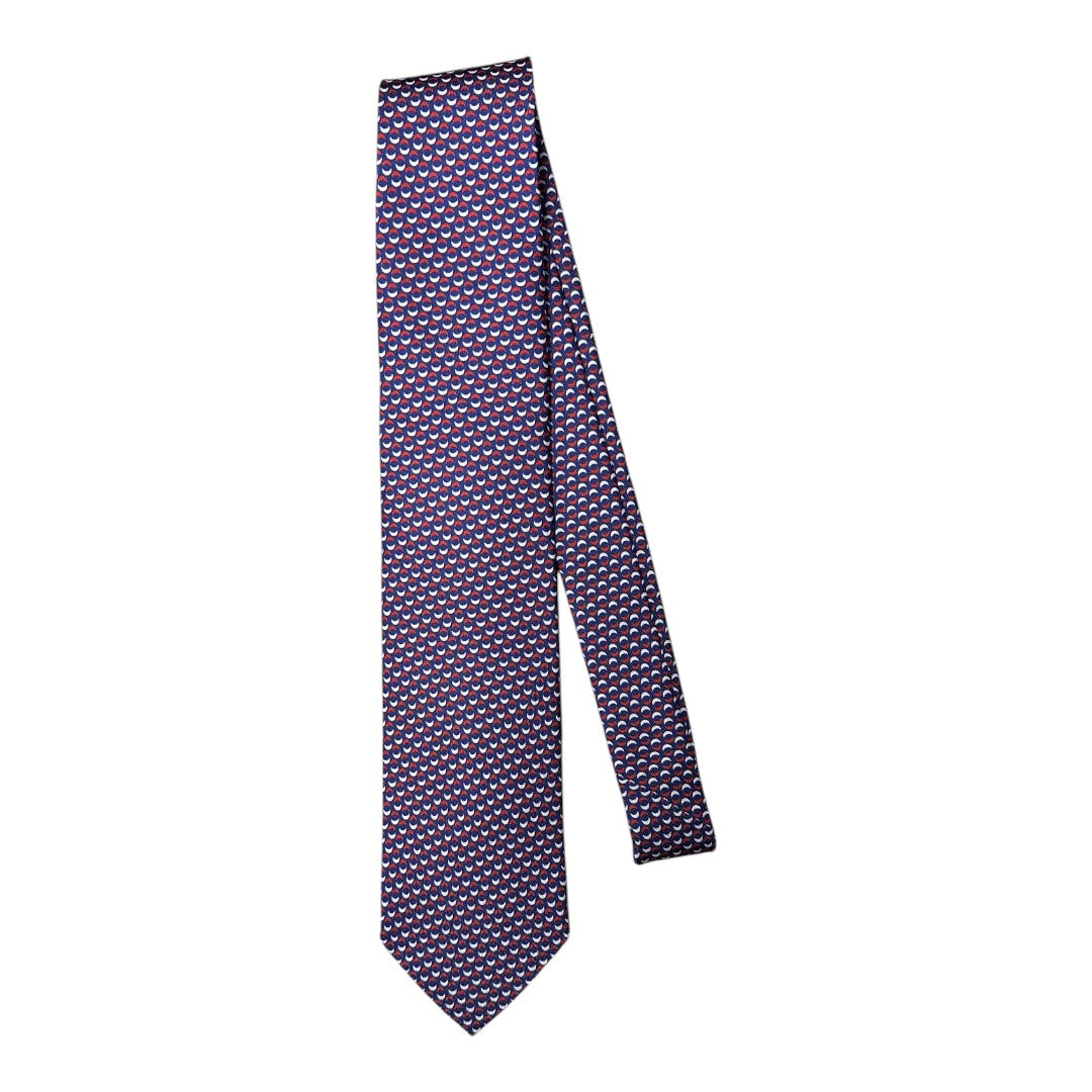 HENRY SARTORIAL X CANTINI Silk Printed Tie NAVY/RED