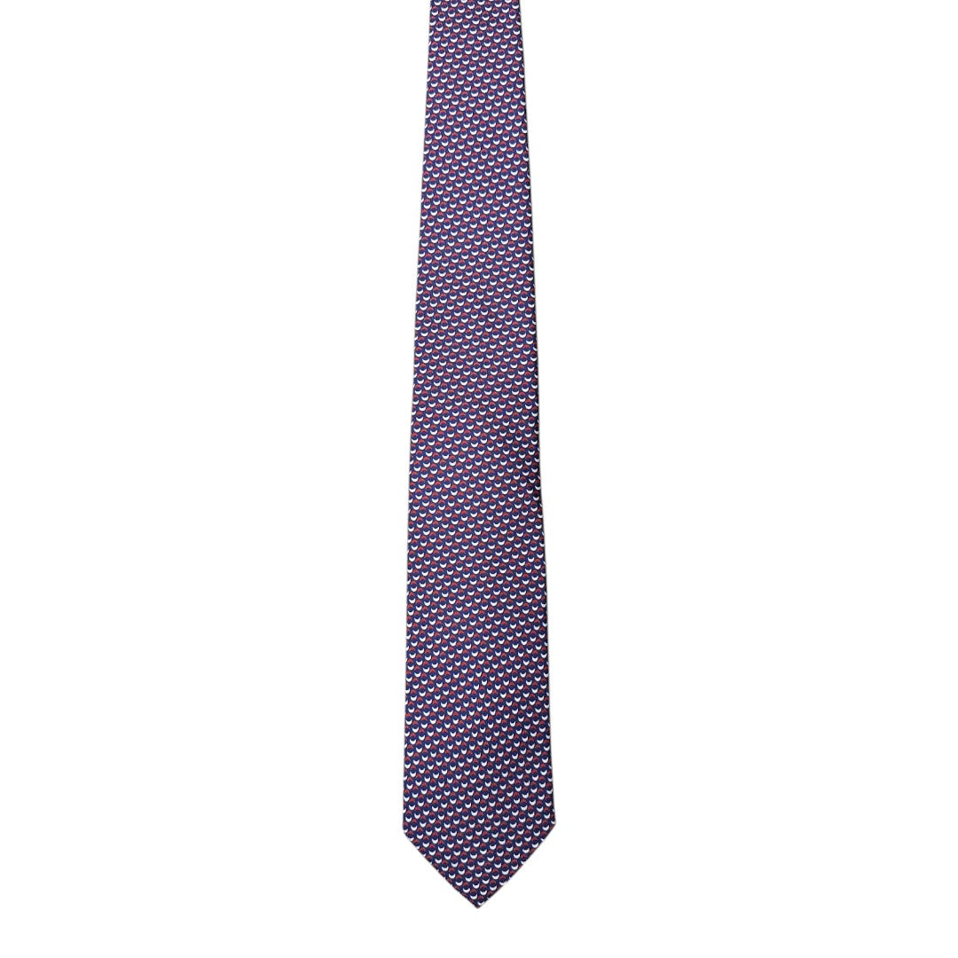 HENRY SARTORIAL X CANTINI Silk Printed Tie NAVY/RED