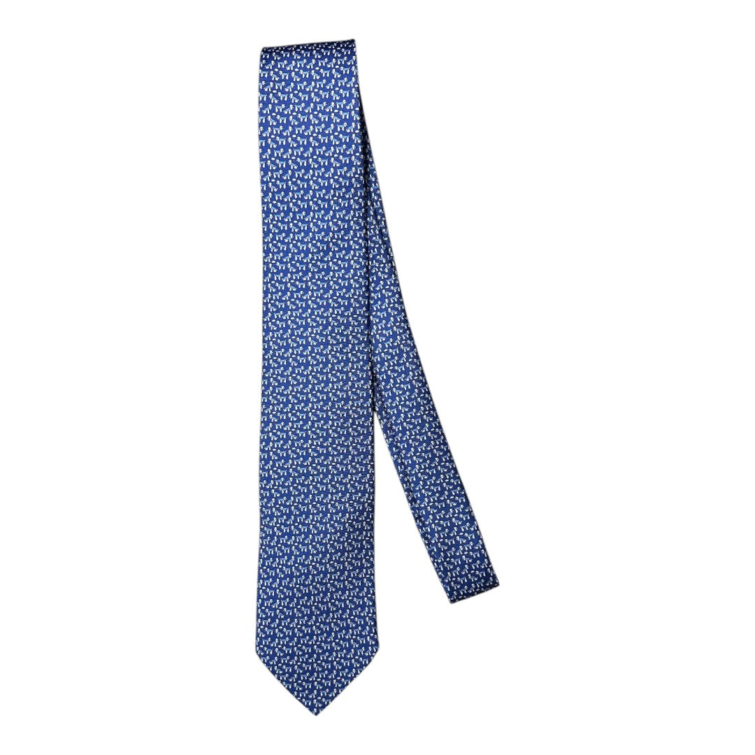 HENRY SARTORIAL X CANTINI Silk Printed Tie BLUE
