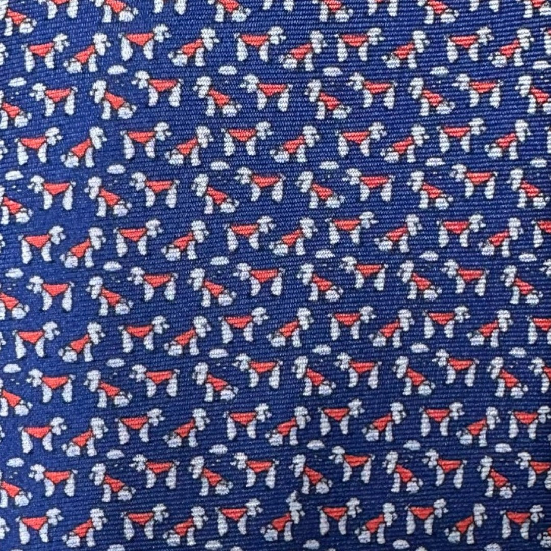 HENRY SARTORIAL X CANTINI Silk Printed Tie BLUE/RED