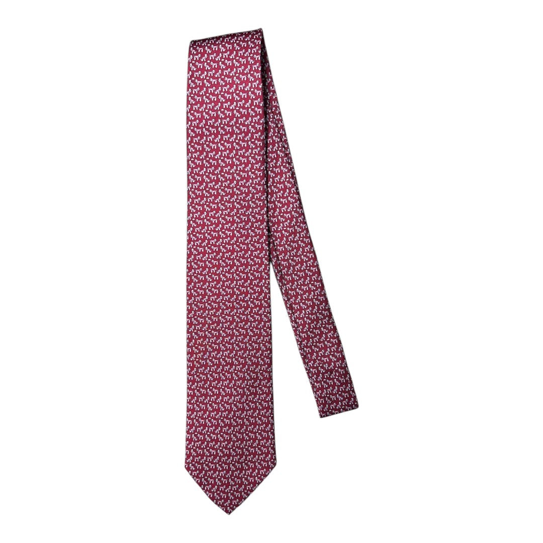 HENRY SARTORIAL X CANTINI Silk Printed Tie MAGENTA