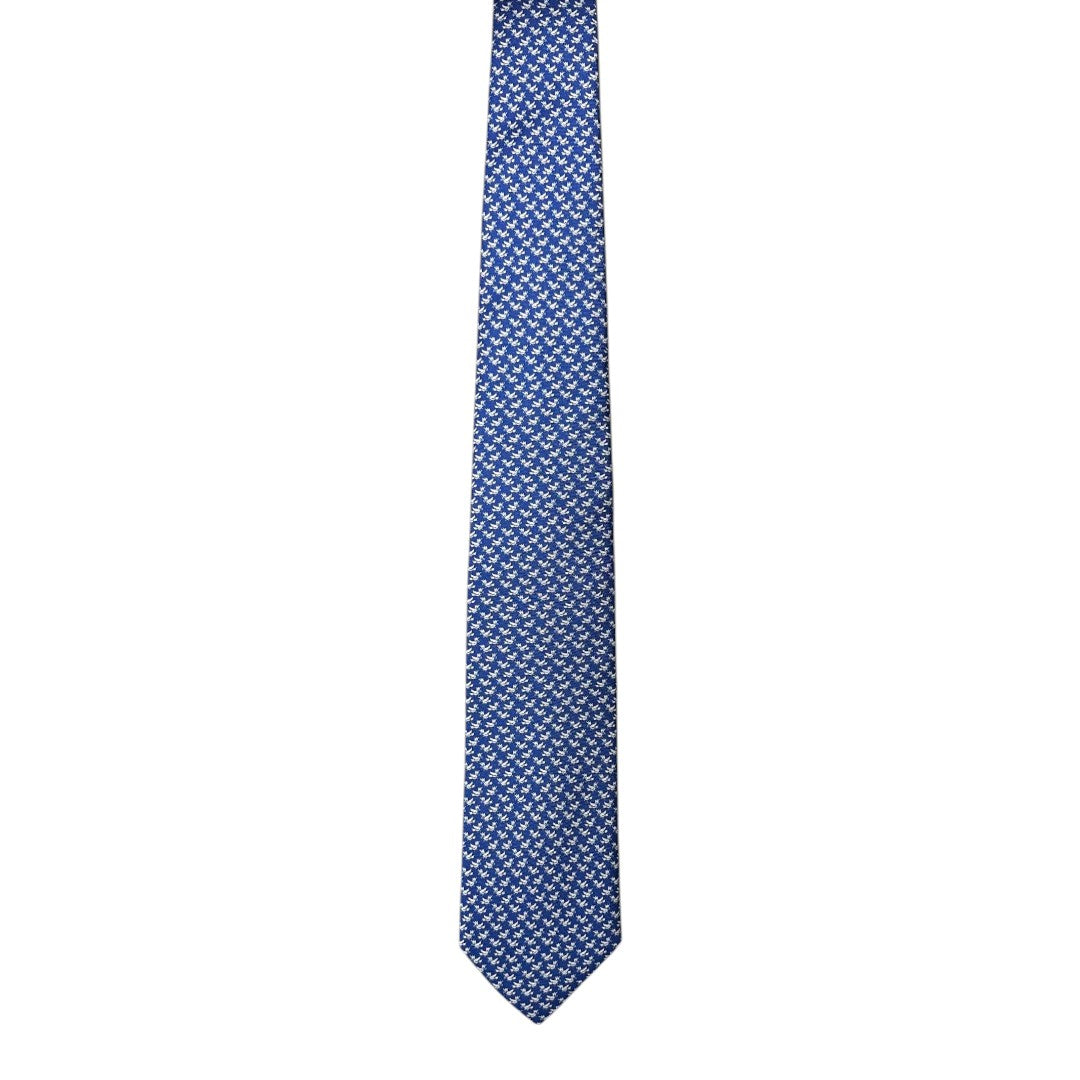 HENRY SARTORIAL X CANTINI Silk Printed Tie BLUE