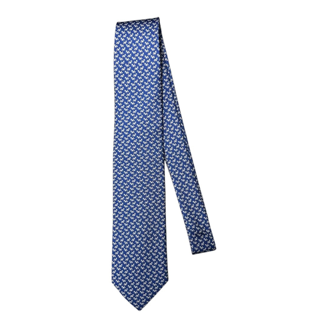 HENRY SARTORIAL X CANTINI Silk Printed Tie BLUE