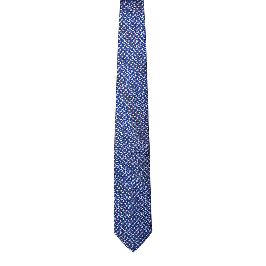 HENRY SARTORIAL X CANTINI Silk Printed Tie BLUE/RED