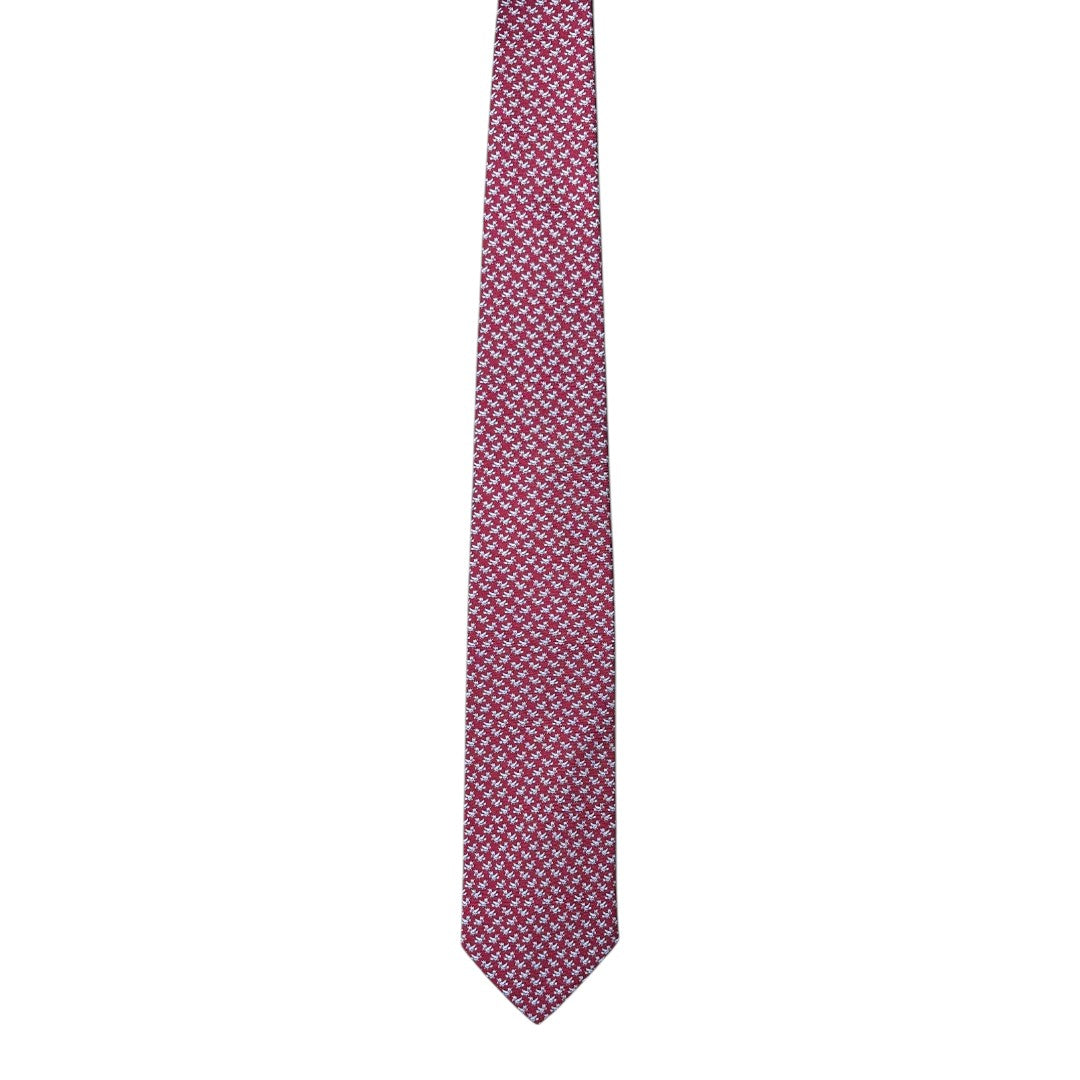 HENRY SARTORIAL X CANTINI Silk Printed Tie MAGENTA
