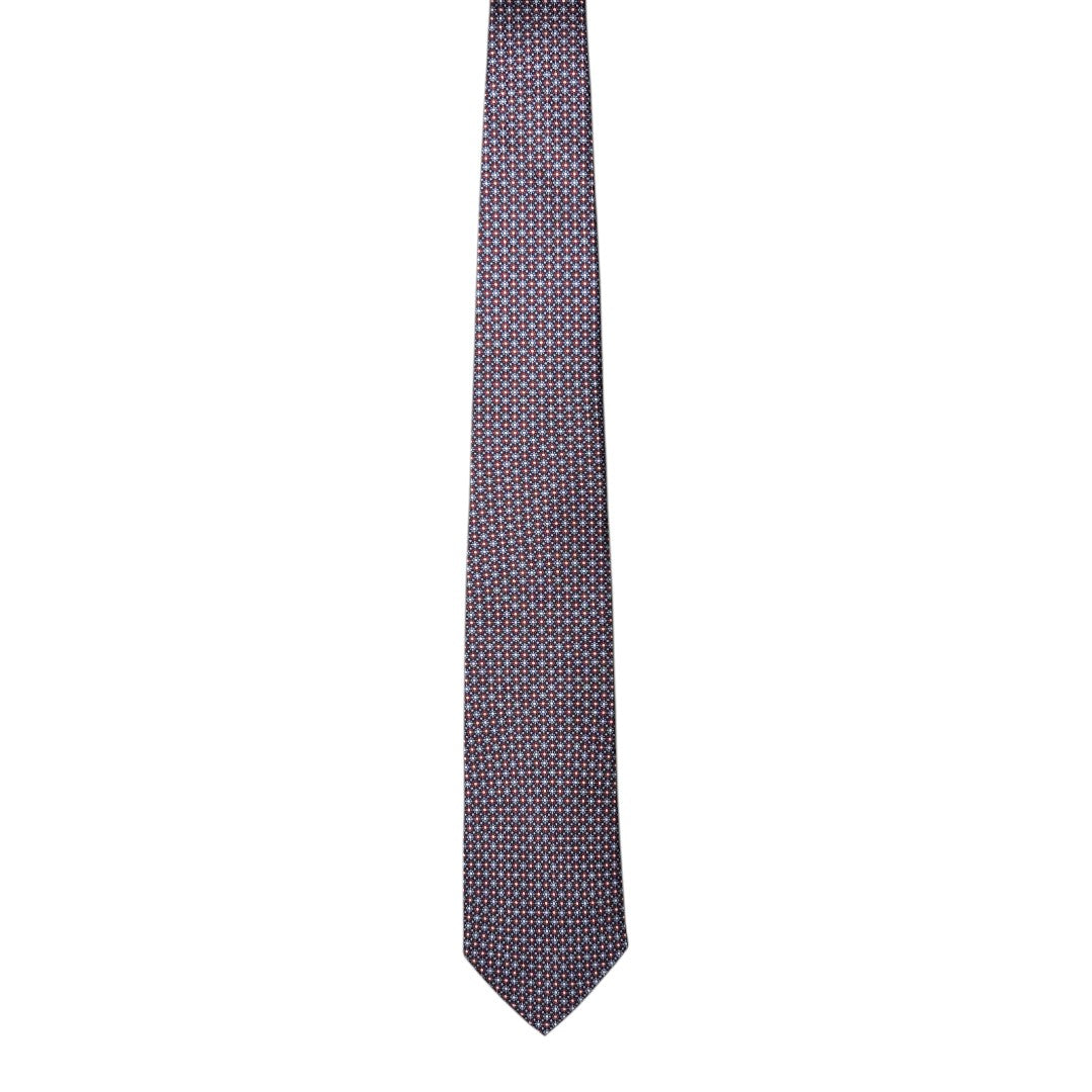 HENRY SARTORIAL X CANTINI Silk Printed Tie BLUE