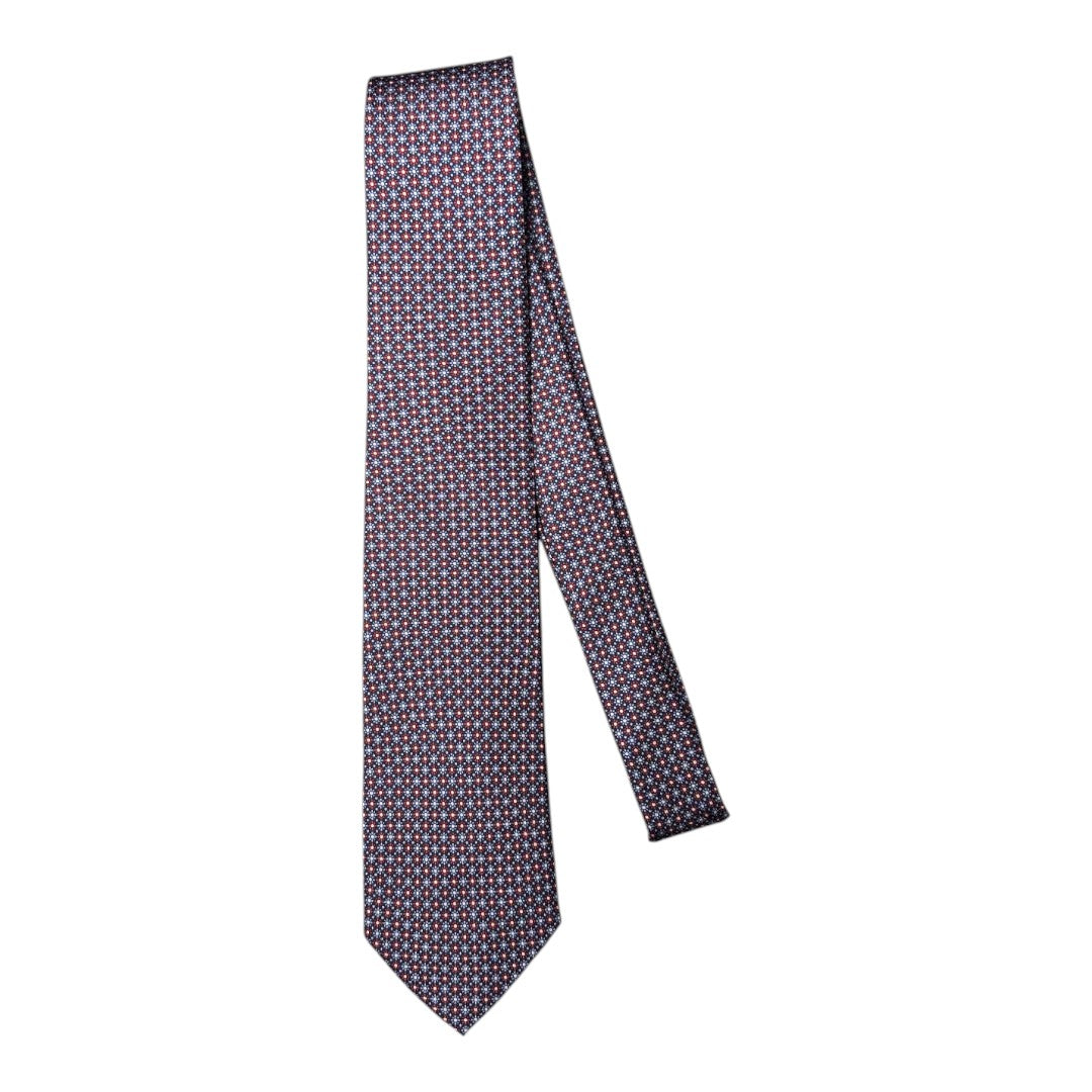 HENRY SARTORIAL X CANTINI Silk Printed Tie BLUE