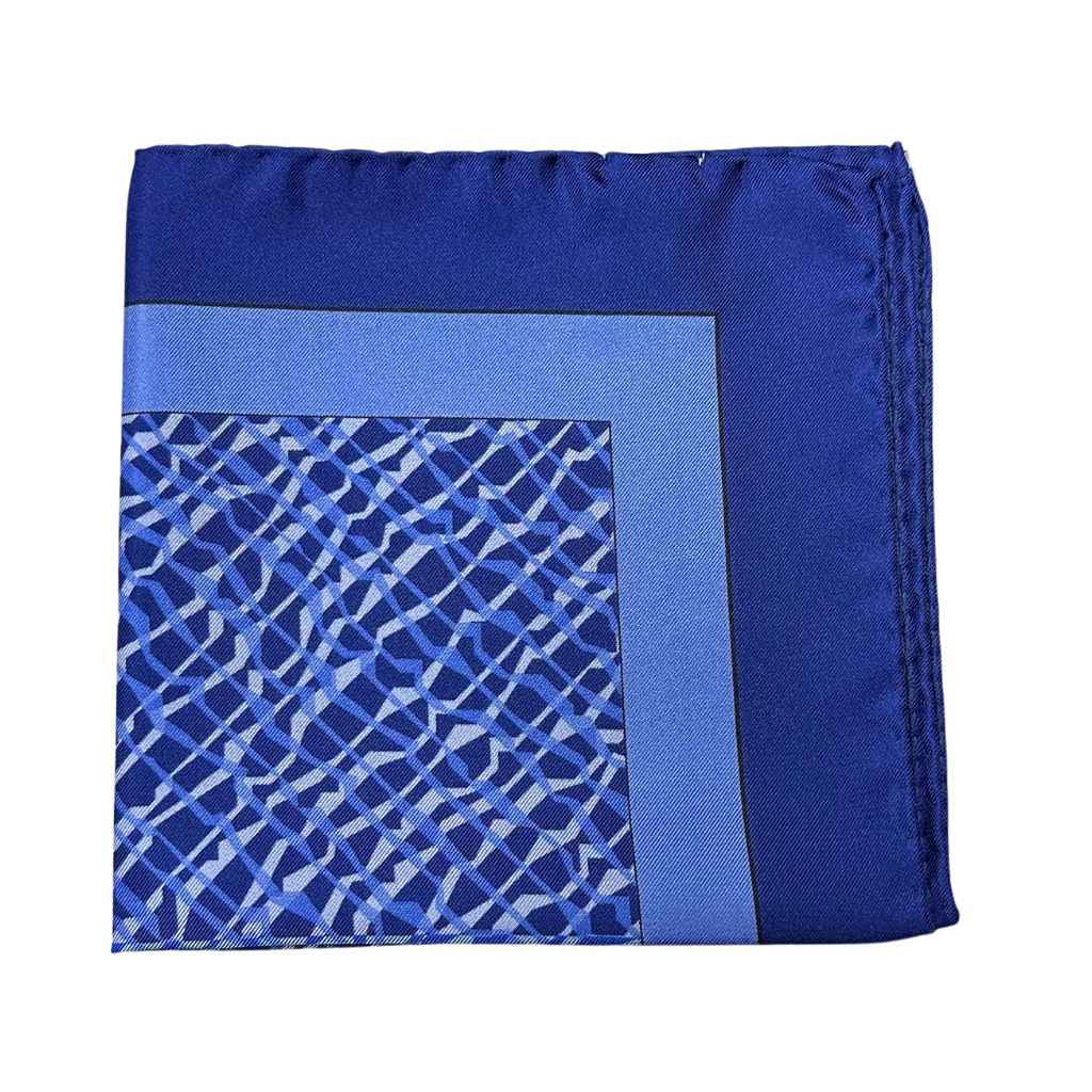 HENRY SARTORIAL X CANTINI Silk Print Pocket Square NAVY