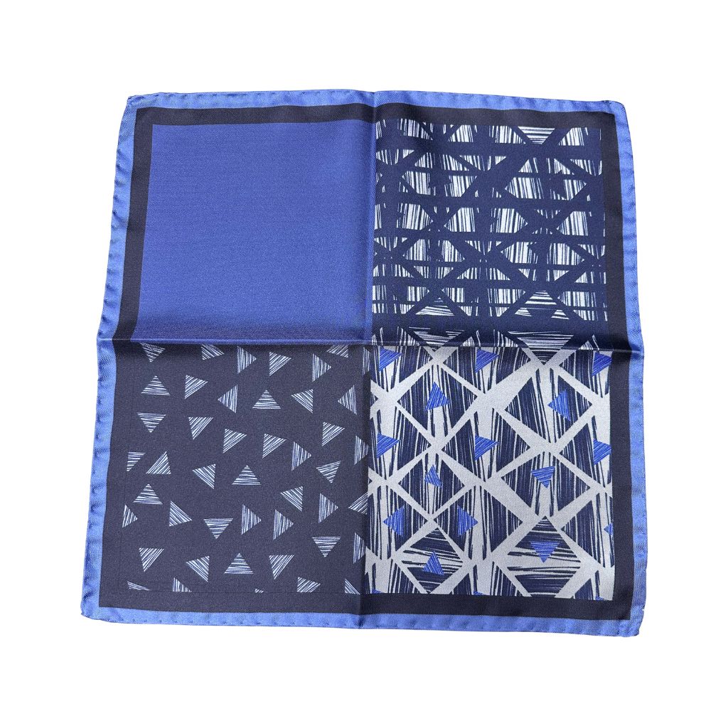 HENRY SARTORIAL X CANTINI Silk Print Pocket Square NAVY