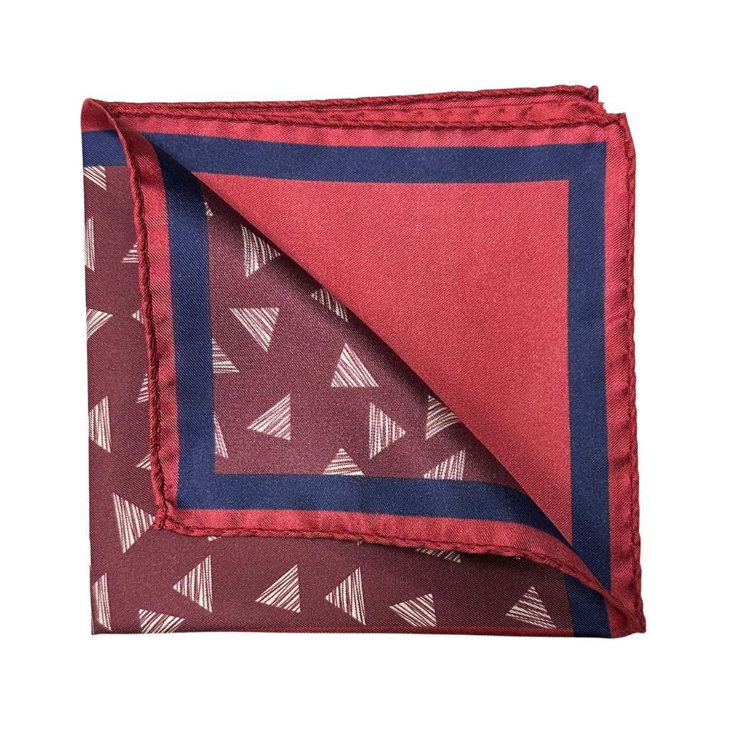 HENRY SARTORIAL X CANTINI Silk Print Pocket Square RED