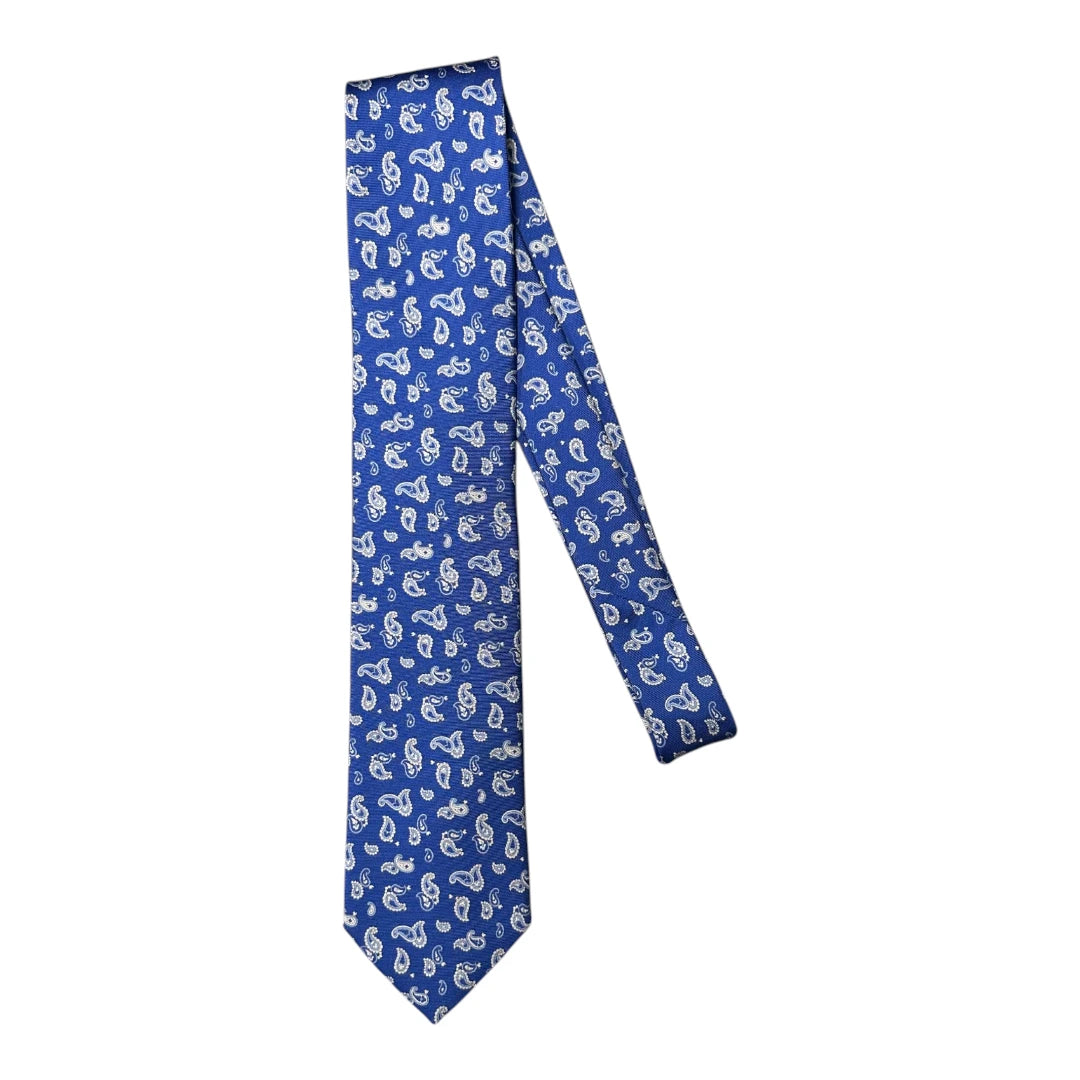 HENRY SARTORIAL X FLORENCE STYLE Twill Large Paisley Tie BLUE