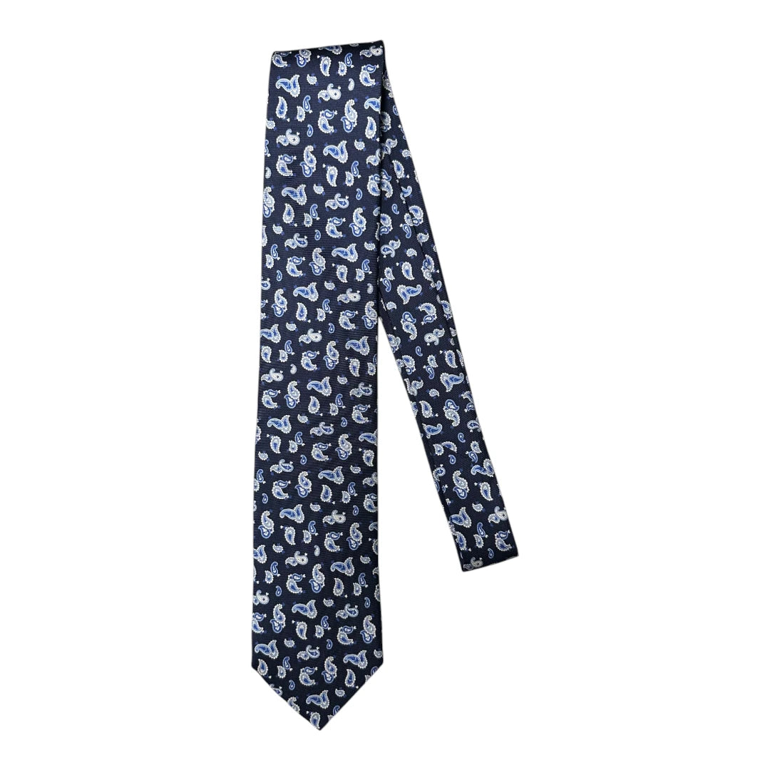 HENRY SARTORIAL X FLORENCE STYLE Twill Large Paisley Tie NAVY