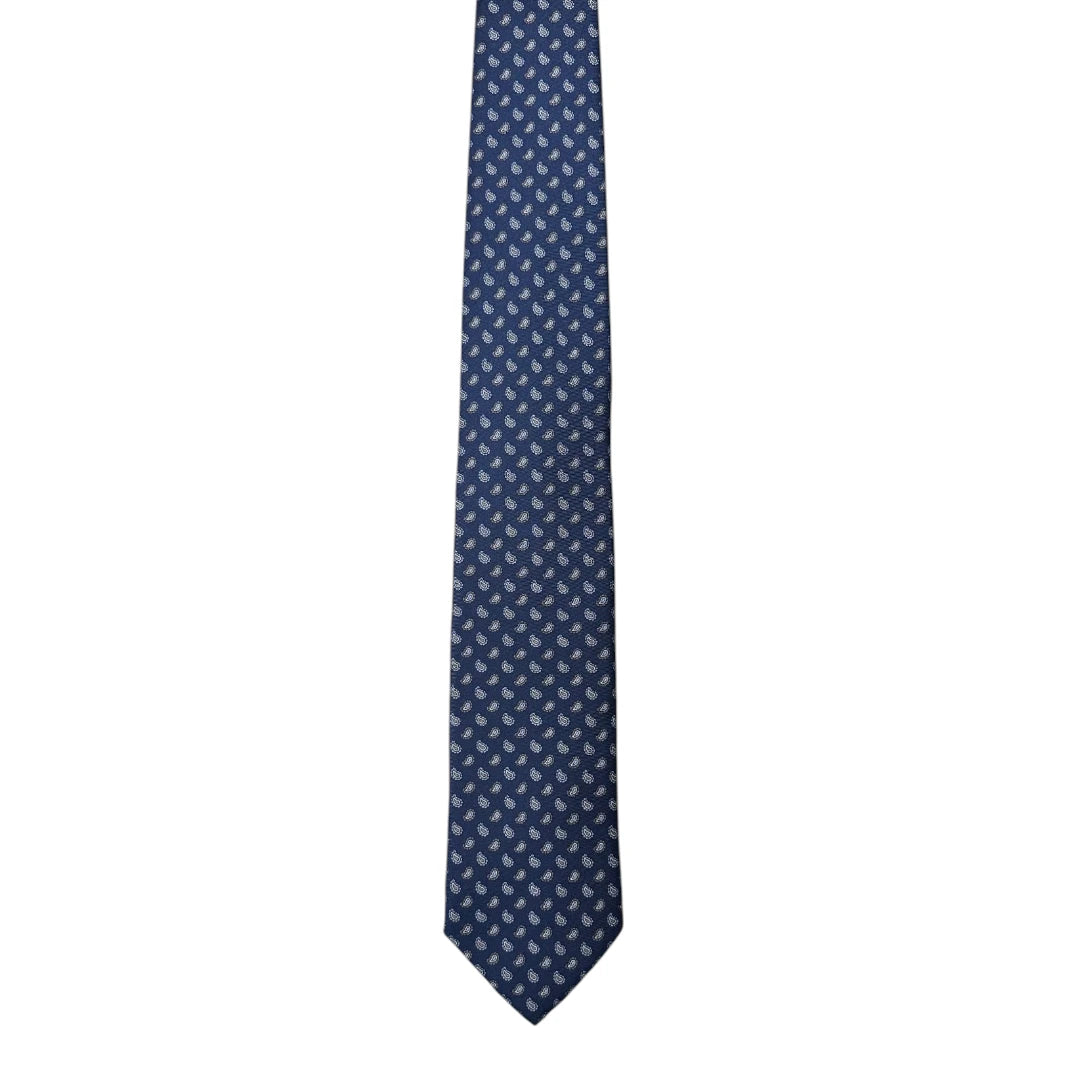 HENRY SARTORIAL X FLORENCE STYLE Twill Small Paisley Tie NAVY