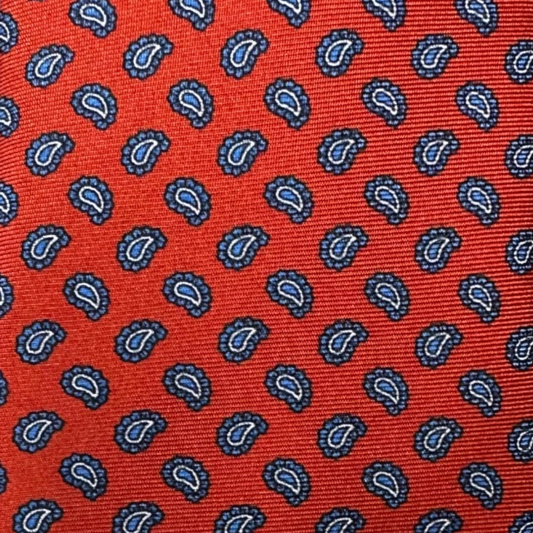 HENRY SARTORIAL X FLORENCE STYLE Twill Small Paisley Tie RED