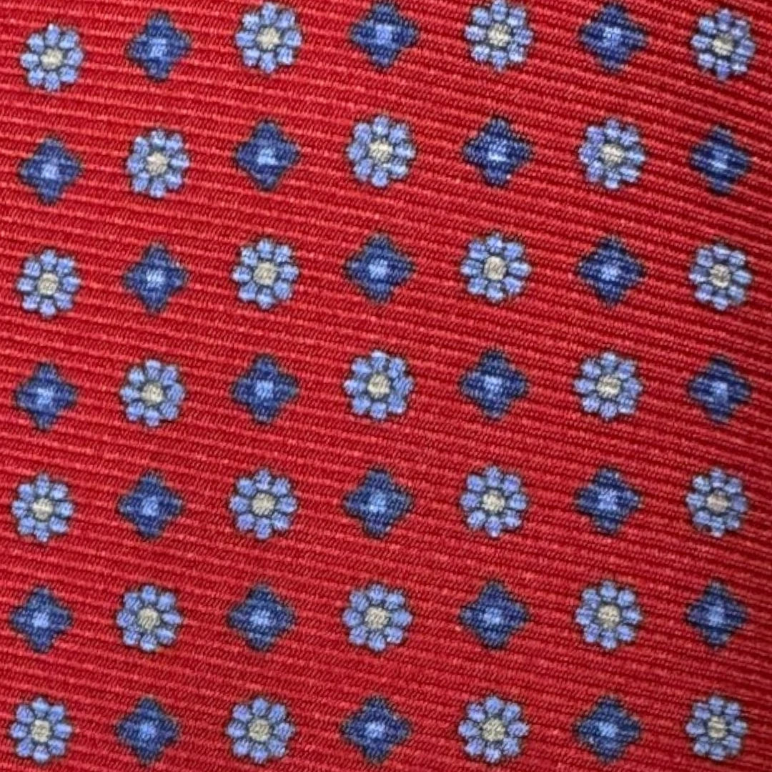 HENRY SARTORIAL X FLORENCE STYLE Small Floral Silk Tie RED