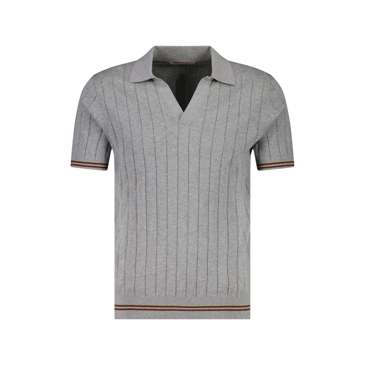 MCKINNON Skipper Neck Short Sleeve Shirt GREY/BROWN