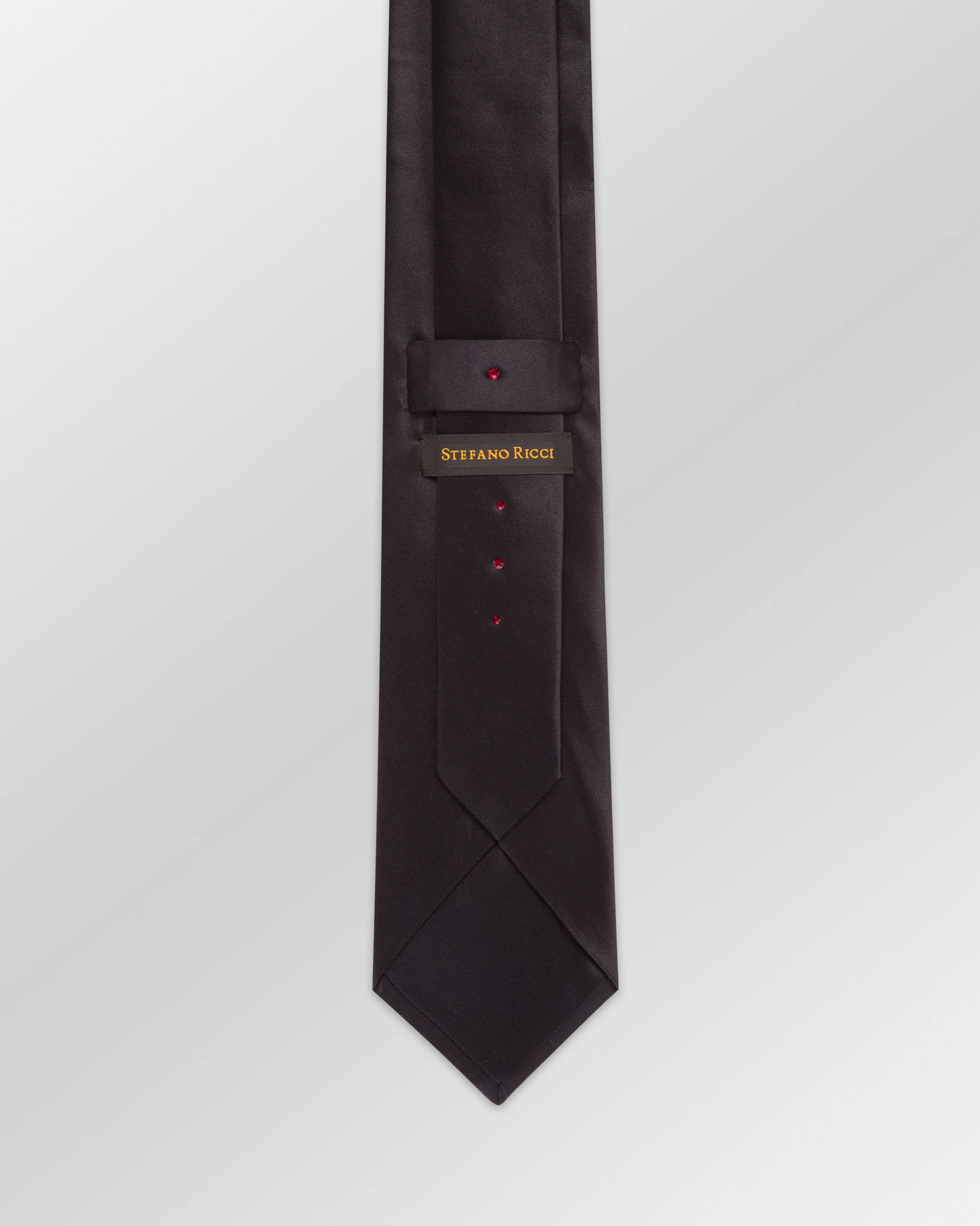 STEFANO RICCI Plain Silk Tie BLACK