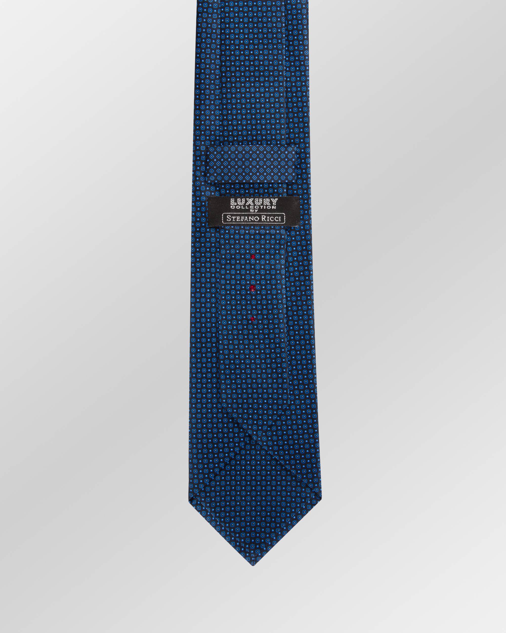 STEFANO RICCI Luxury Silk Long Tie BLACK/BLUE