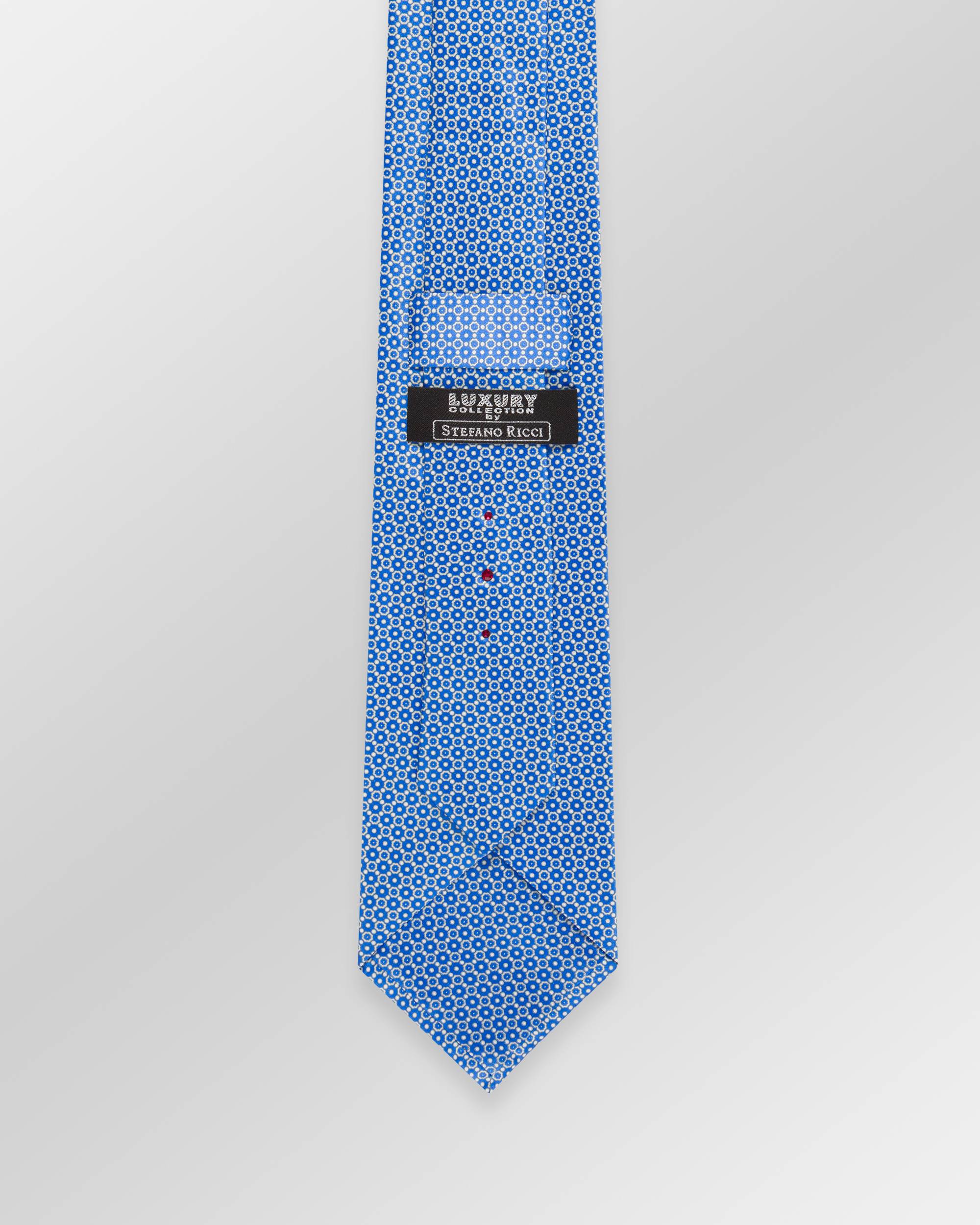 STEFANO RICCI Luxury Silk Long Tie LIGHT BLUE/WHITE