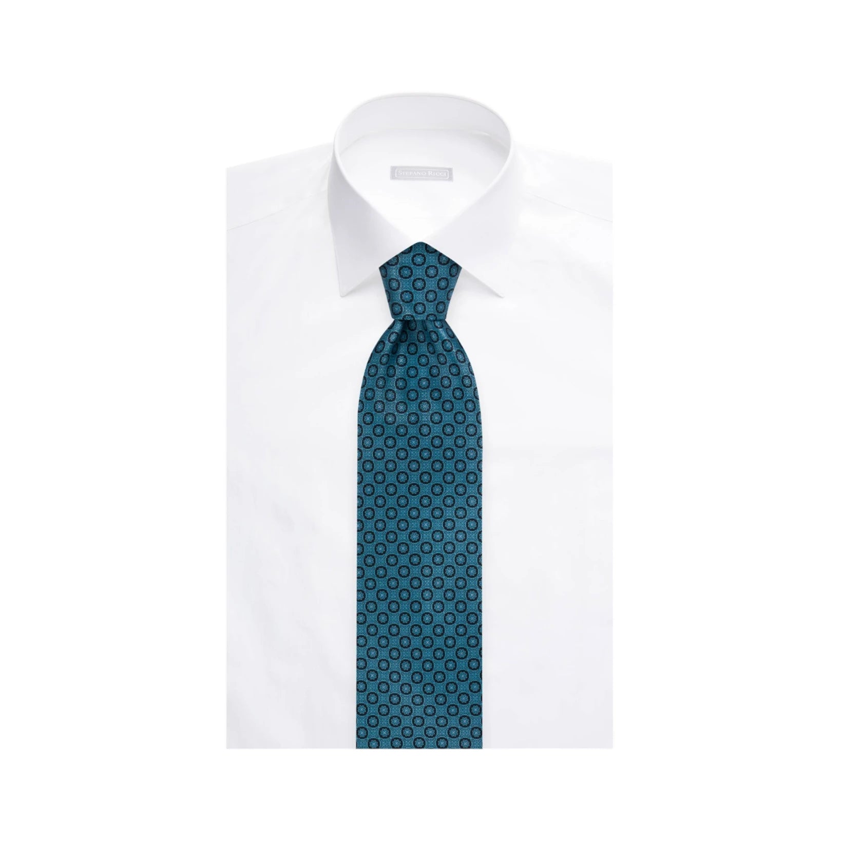 STEFANO RICCI Silk Luxury Tie TEAL/BLACK