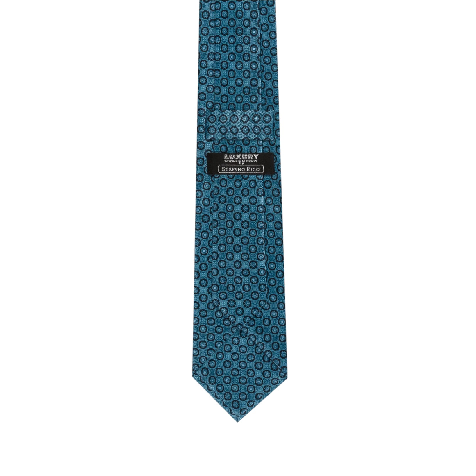 STEFANO RICCI Silk Luxury Tie TEAL/BLACK