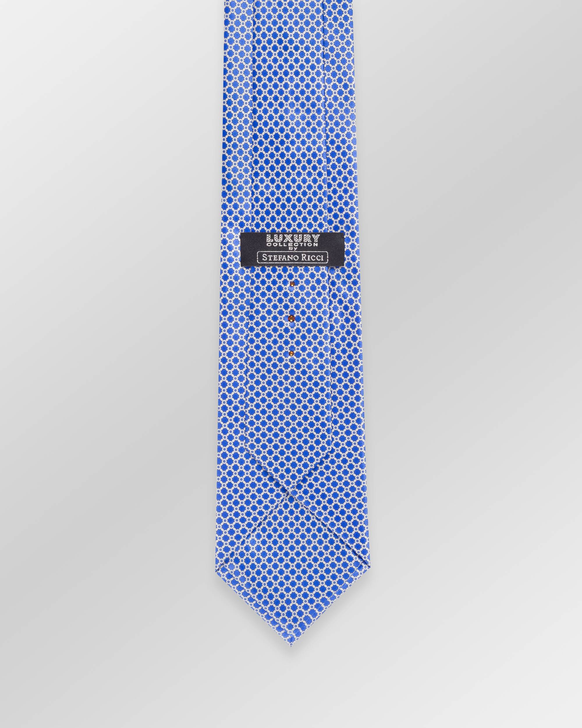 STEFANO RICCI Luxury Silk Long Tie BLUE/WHITE
