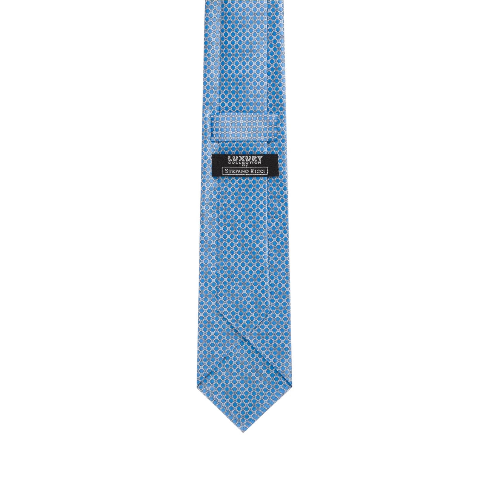 STEFANO RICCI Silk Luxury Tie LIGHT BLUE/WHITE