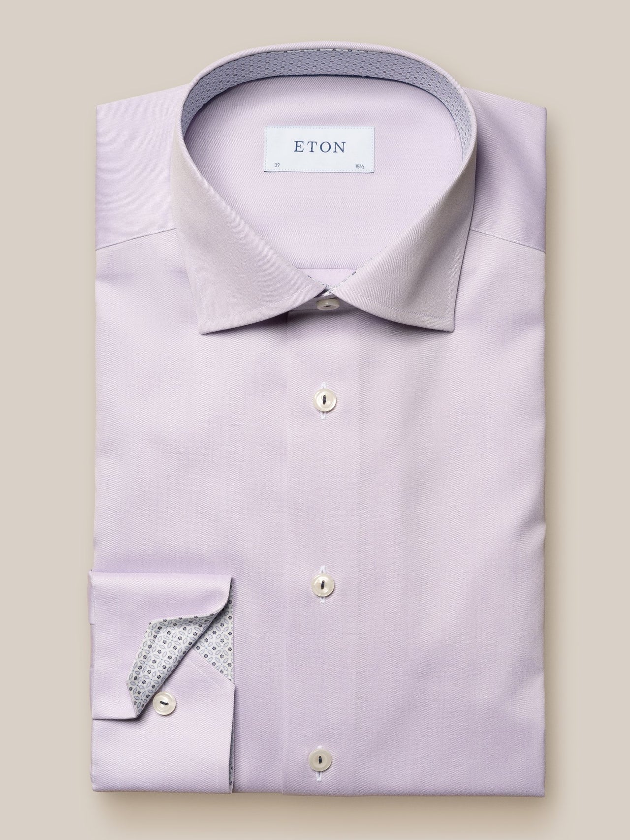 ETON Geometric Twill Long Sleeve Shirt Single Cuff Classic Fit MID PURPLE