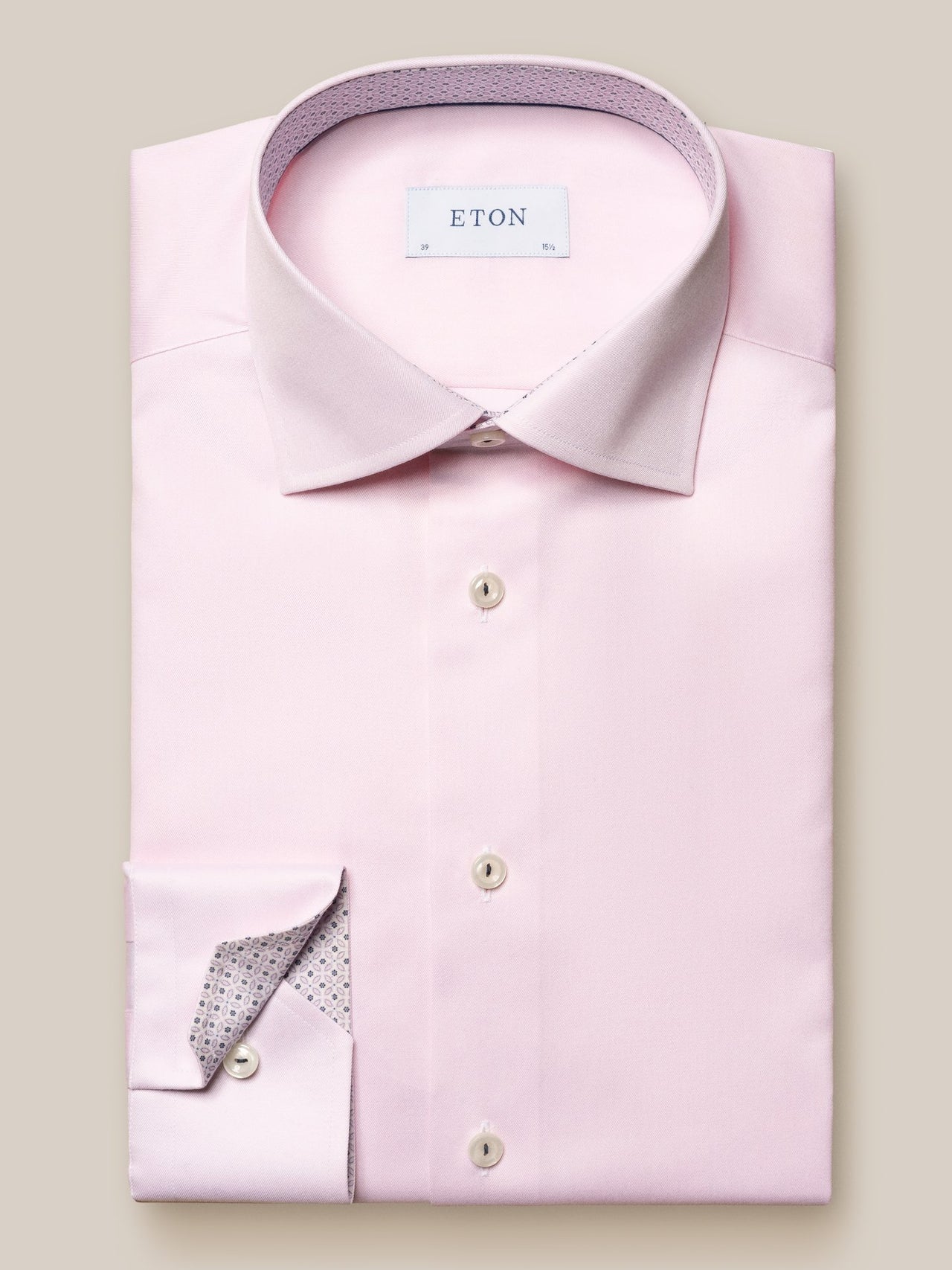 ETON Geometric Twill Long Sleeve Single Cuff Classic Fit Shirt PINK