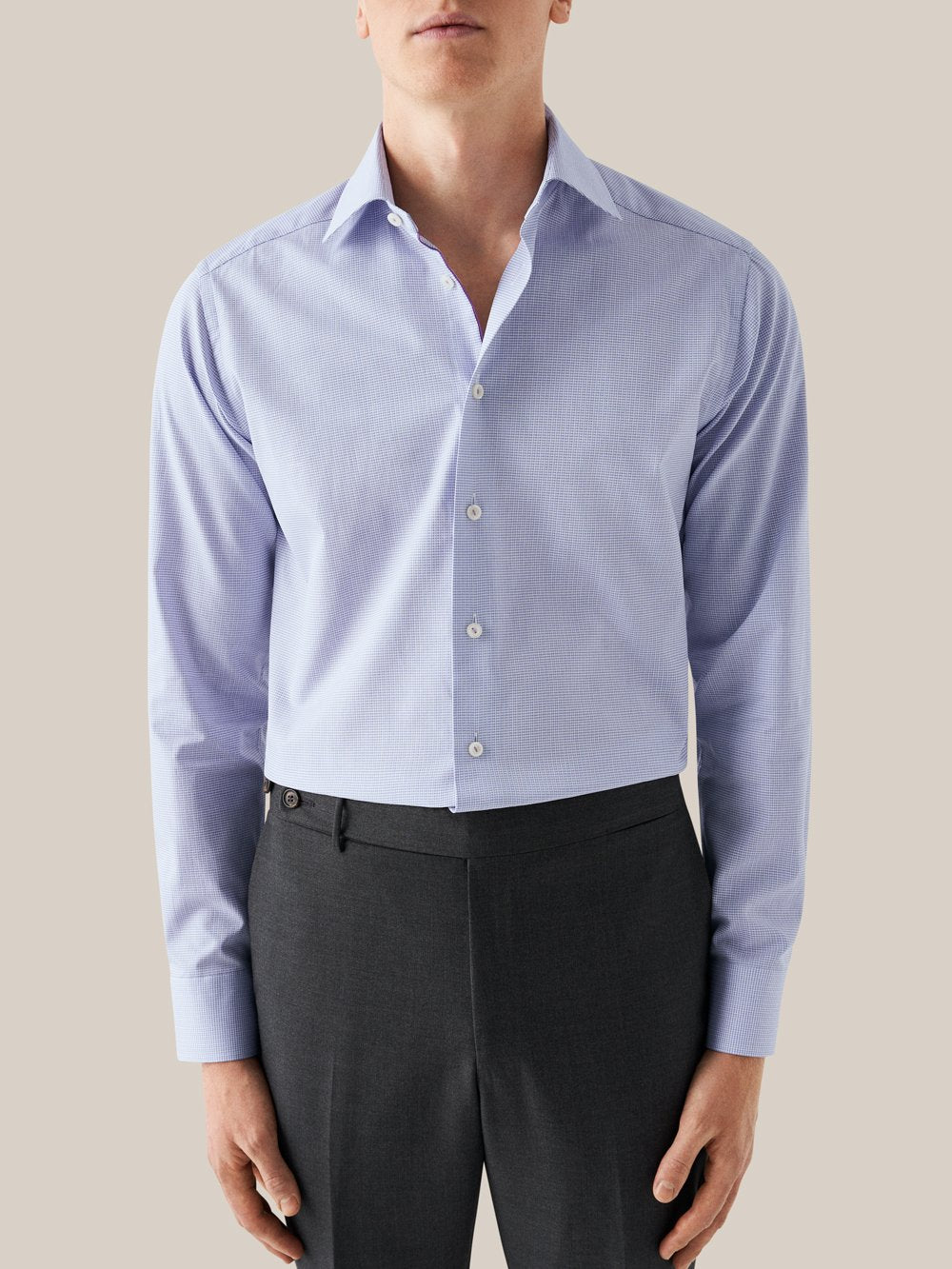 ETON Microcheck Shirt SC-Contemporary Fit SKY BLUE