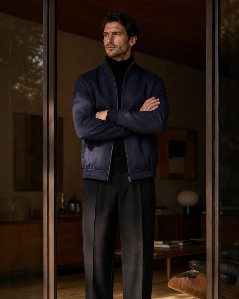 HENRY SARTORIAL Vitale Barberis Canonico Blouson Hybrid Sports Jacket NAVY