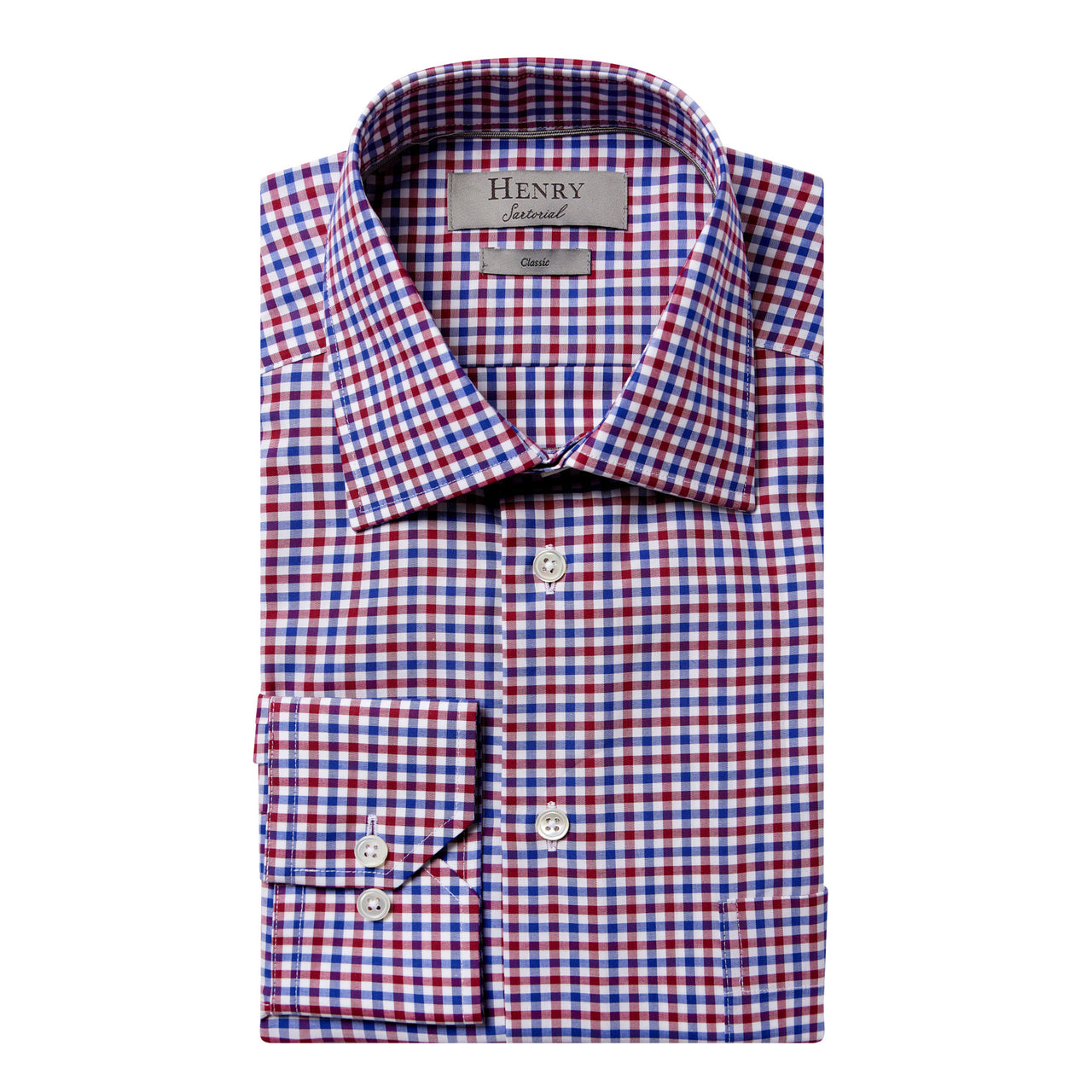 HENRY SARTORIAL Check Casual Shirt RED/BLUE/WHITE