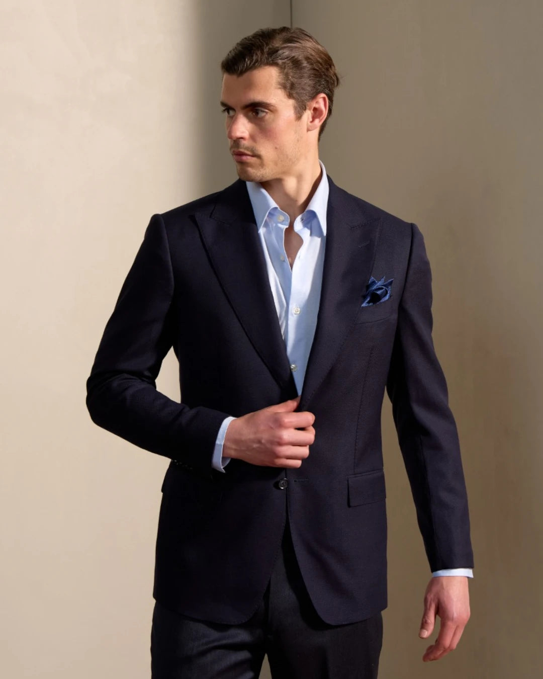 HENRY SARTORIAL Reda Flexo Wool Hopsack Blazer NAVY