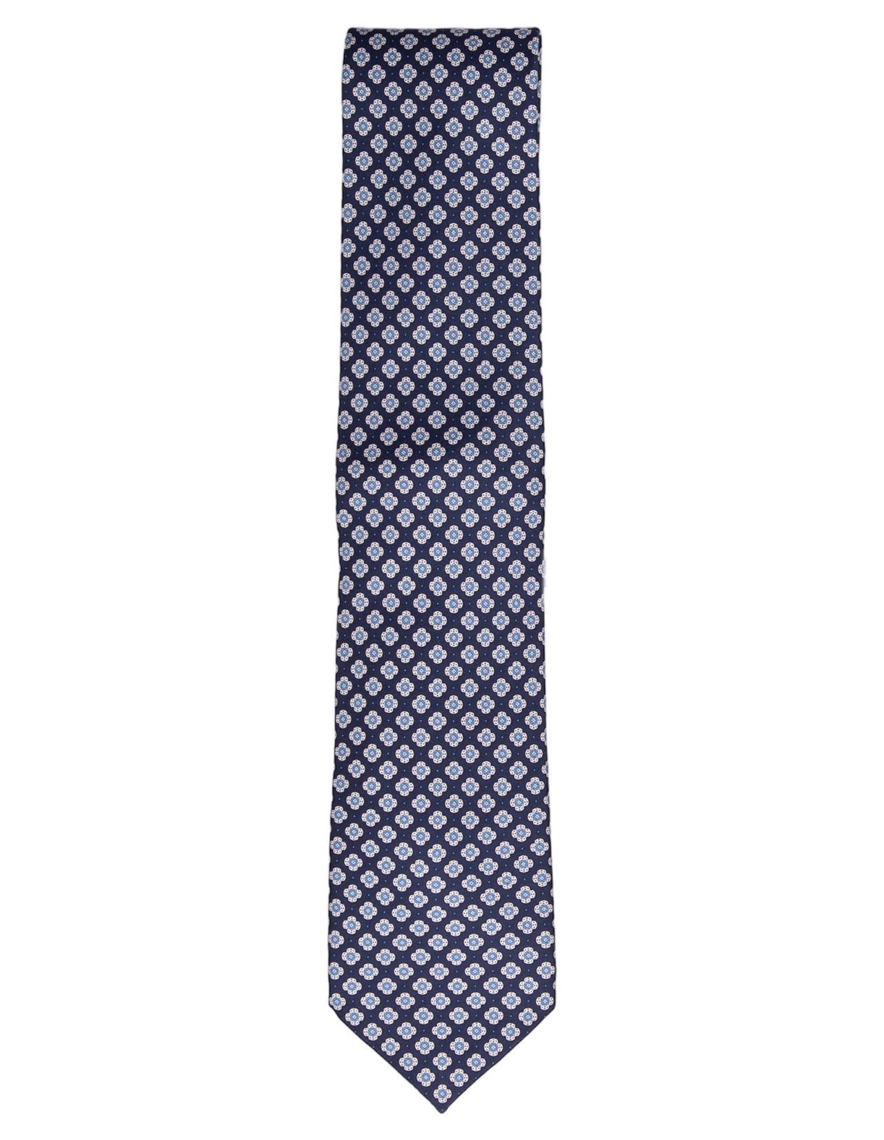 STEFANO RICCI Silk Tie & Pocket Square Set NAVY/WHITE/BLUE