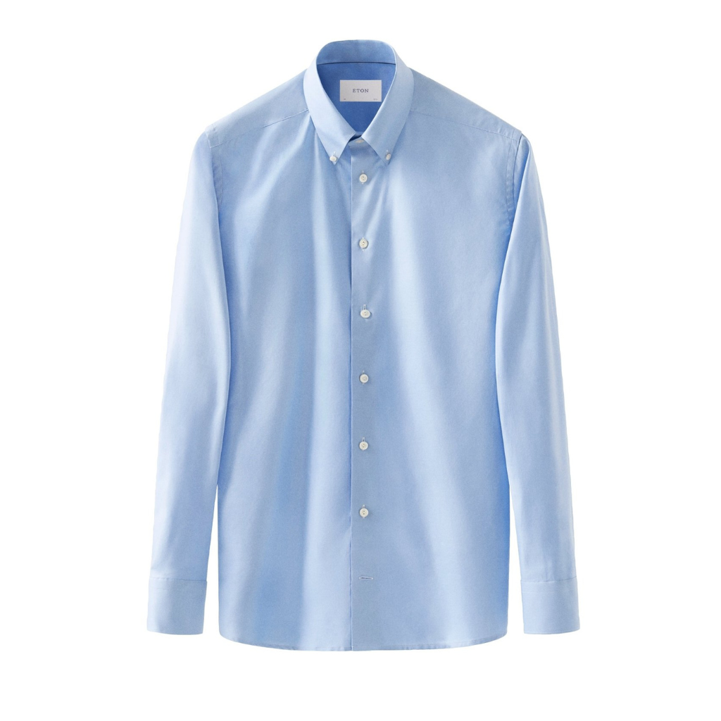 ETON Signature Cotton Oxford Single Cuff Mid Blue