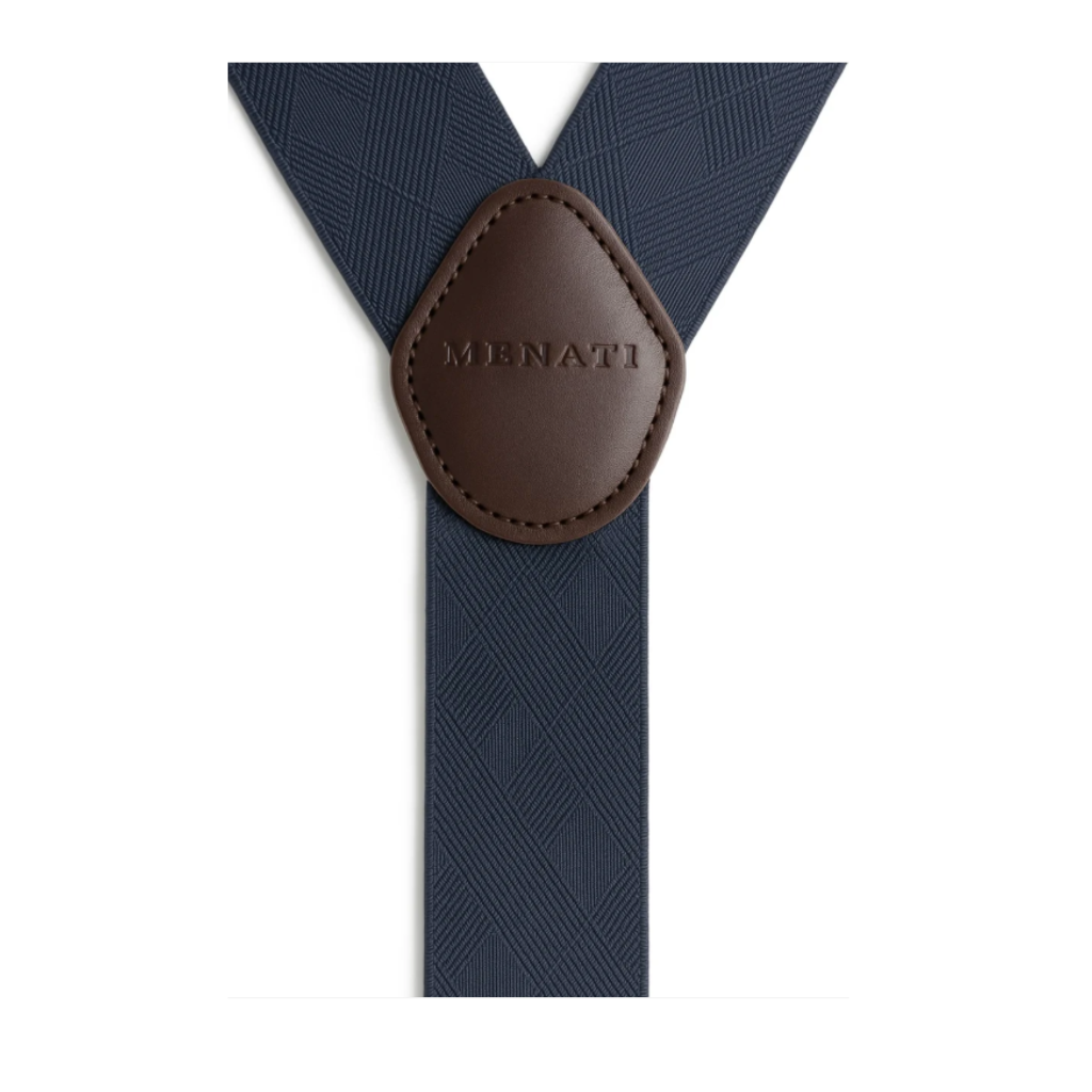 MENATI Y-Back Suspenders NAVY/BROWN