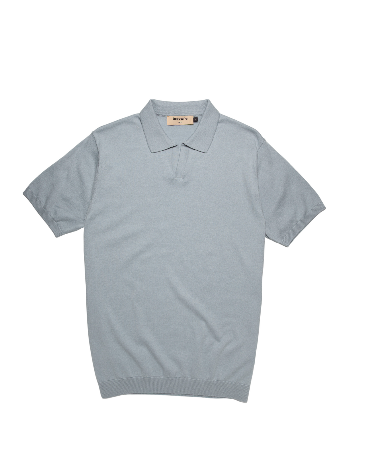 BEAUCAIRE Ultra Fine Cotton Buttonless Polo CHALK BLUE