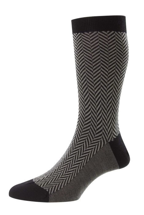 PANTHERELLA Herringbone Sock BLACK/WHITE