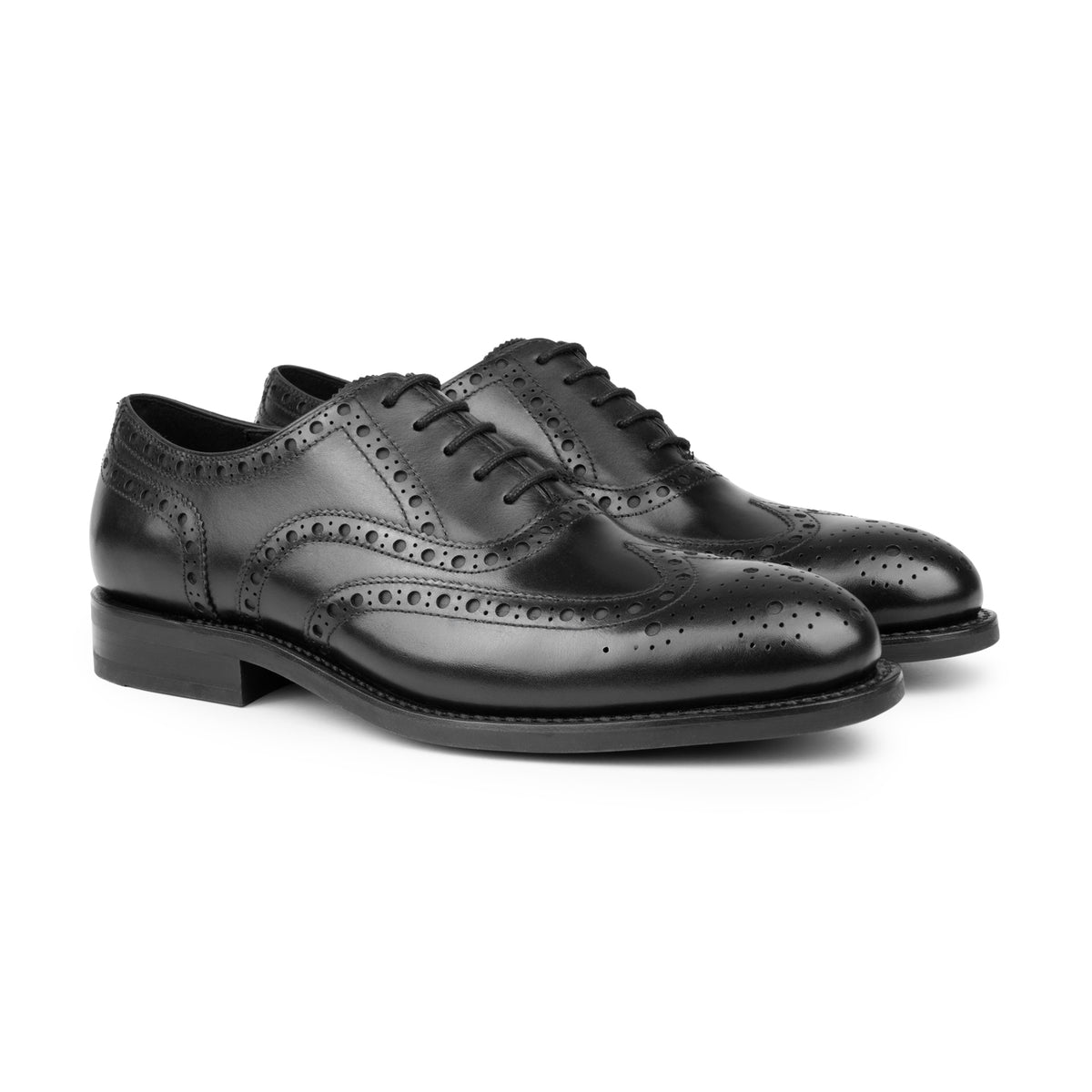 HENRY BUCKS Oxford Brogue Rubber Sole BLACK