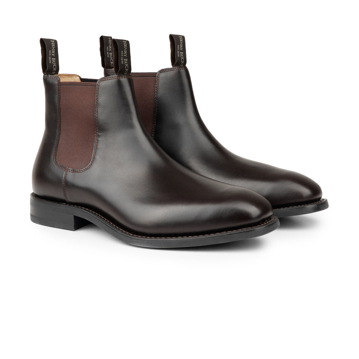 HENRY BUCKS Melbourne Chelsea Boot Rubber Sole DARK BROWN