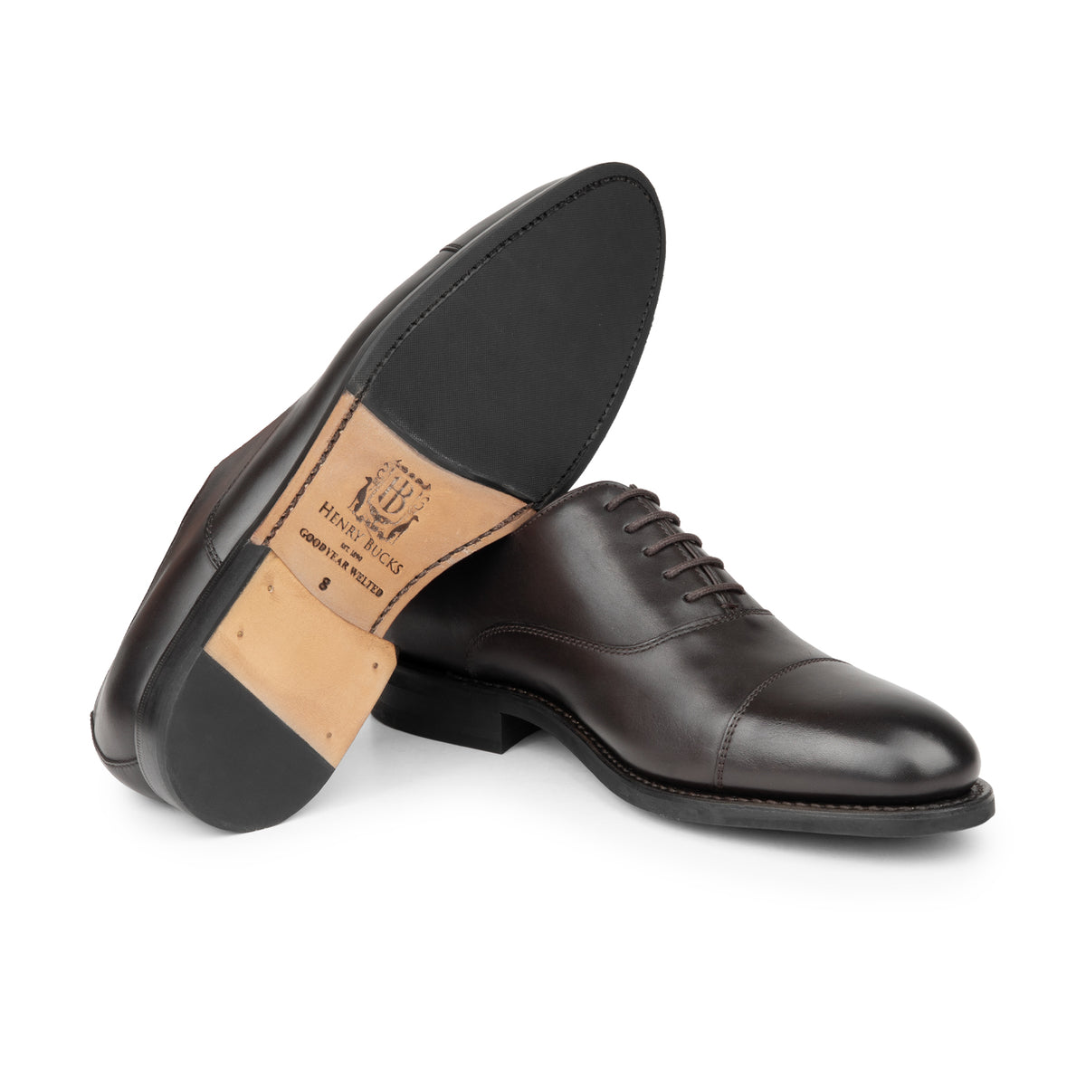 HENRY BUCKS Oxford Toe Cap G-Fit Leather Sole DARK BROWN