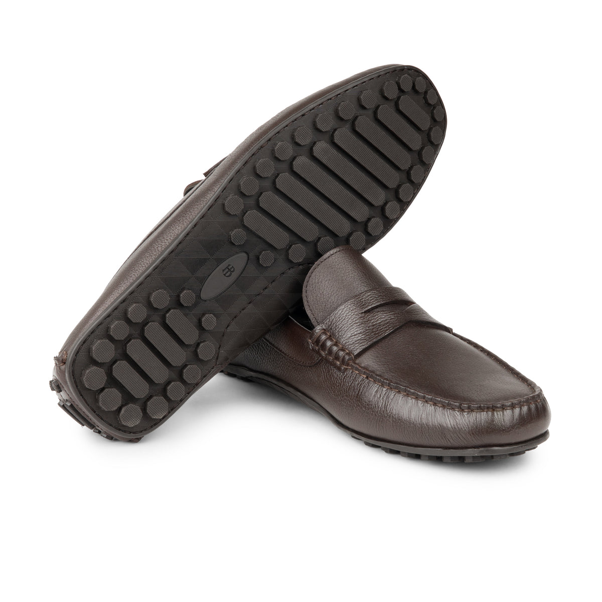 HENRY BUCKS Sorrento Penny Loafer Rubber Sole DARK BROWN