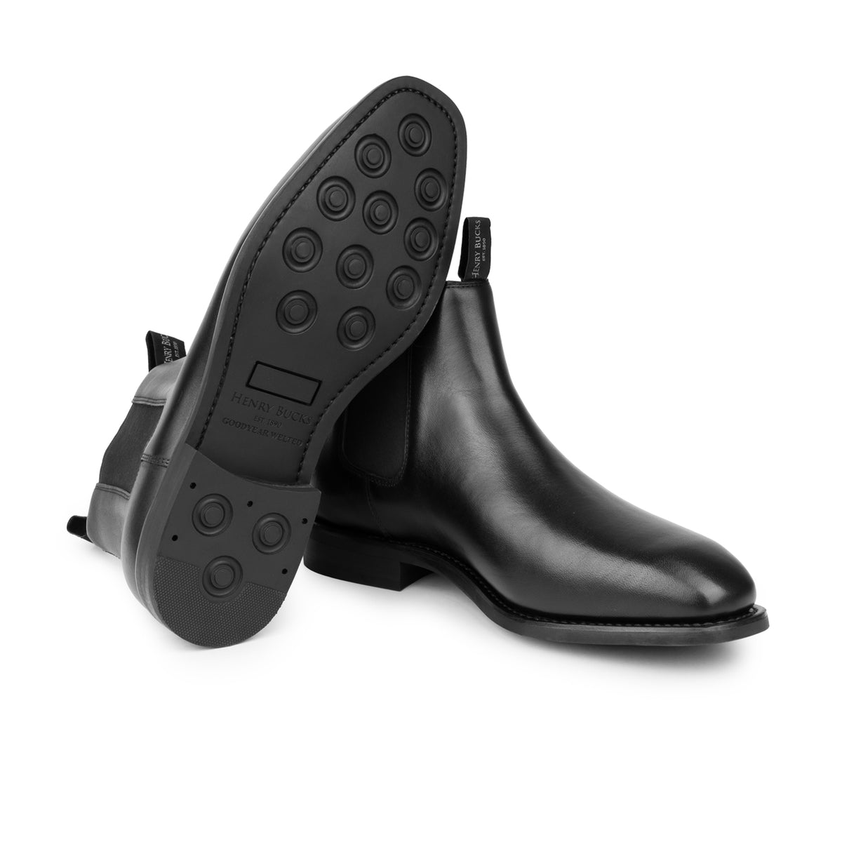 HENRY BUCKS Melbourne Chelsea Boot Rubber Sole BLACK