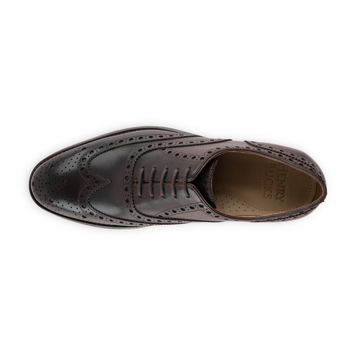 HENRY BUCKS Oxford Brogue Rubber Sole DARK BROWN