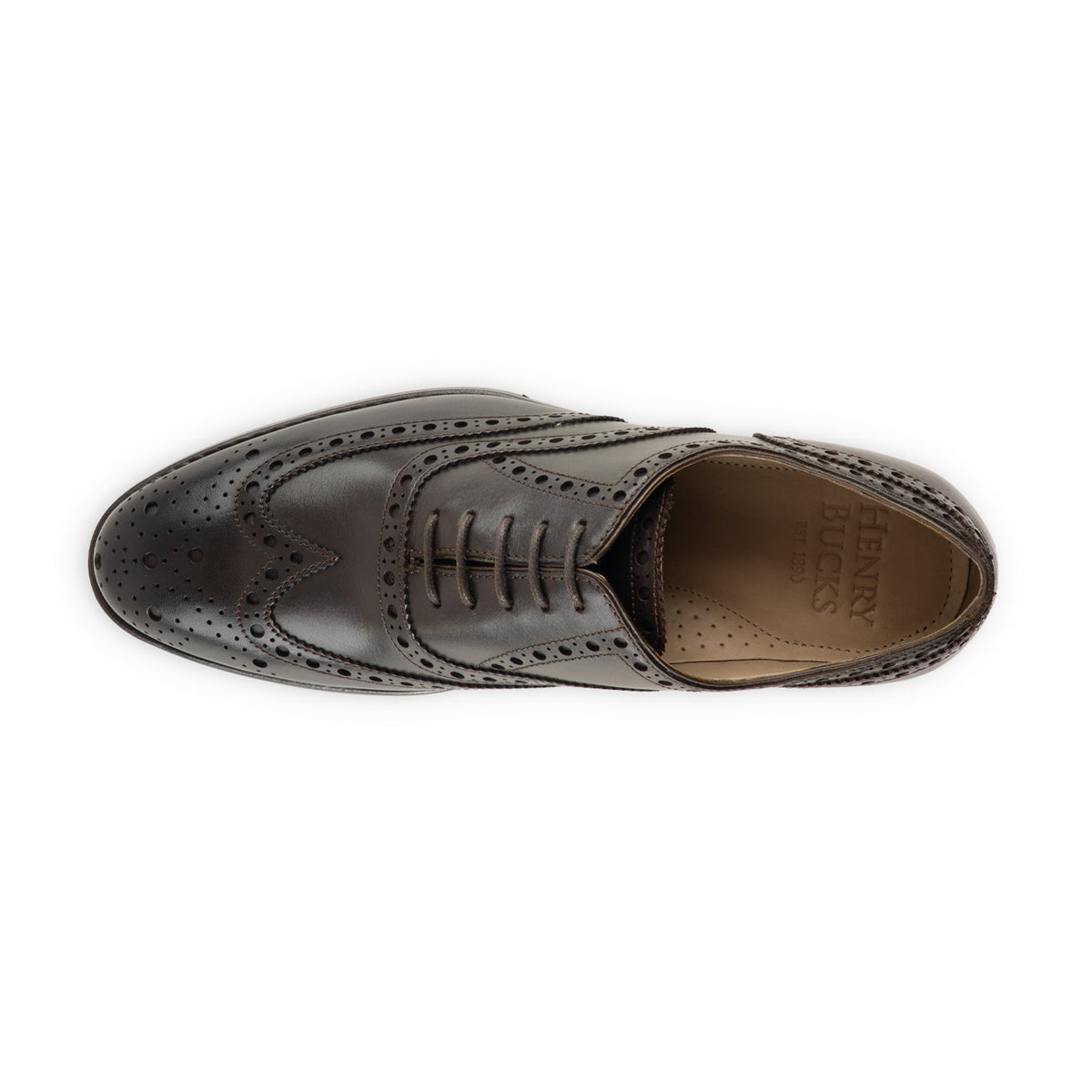 HENRY BUCKS Oxford Brogue Leather Sole DARK BROWN